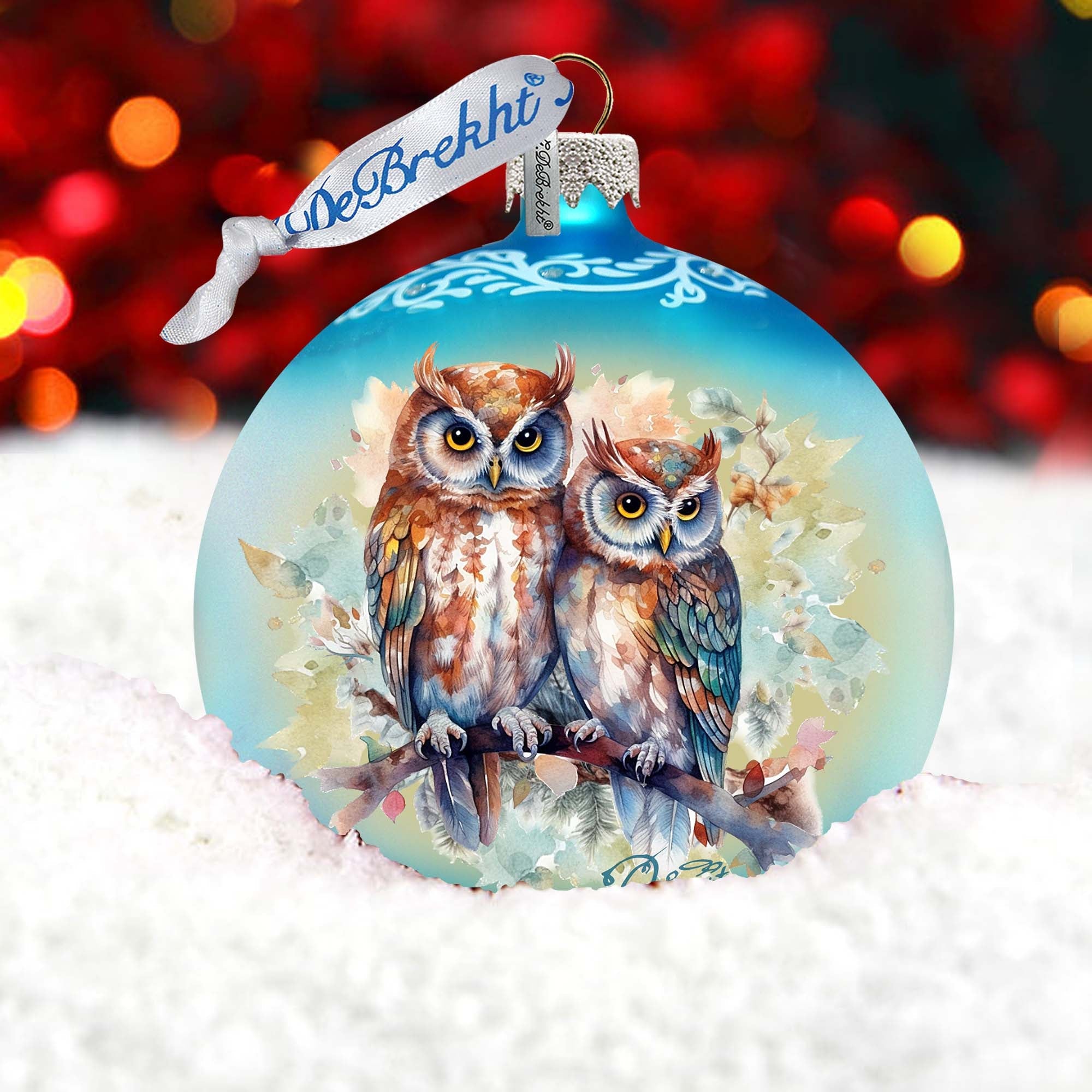 Wild Owls Ball Glass Ornament
