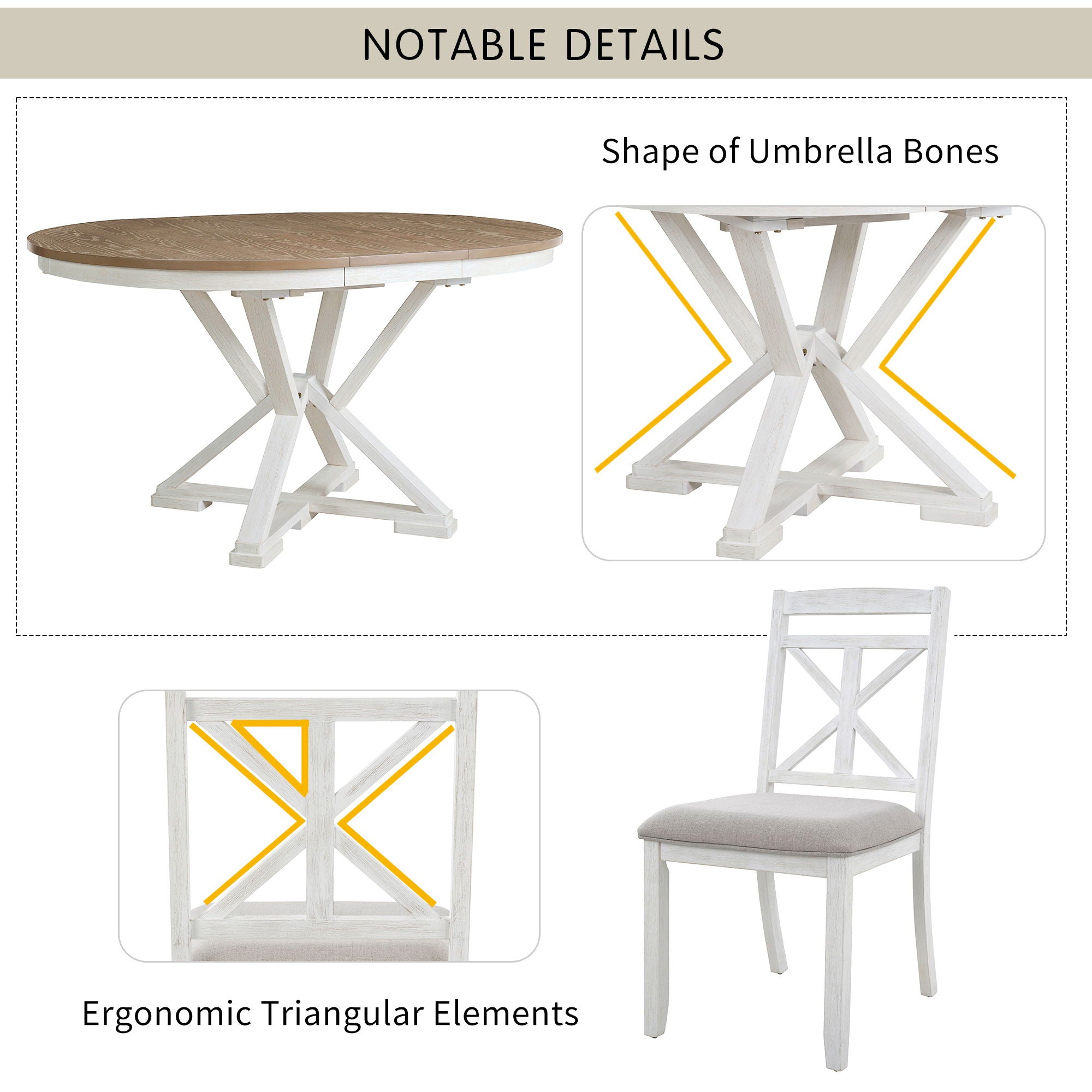 Dining Set With Extendable Round Table & Chairs