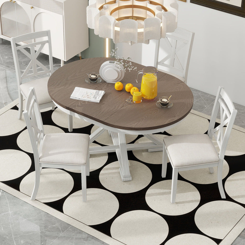 Dining Set With Extendable Round Table & Chairs