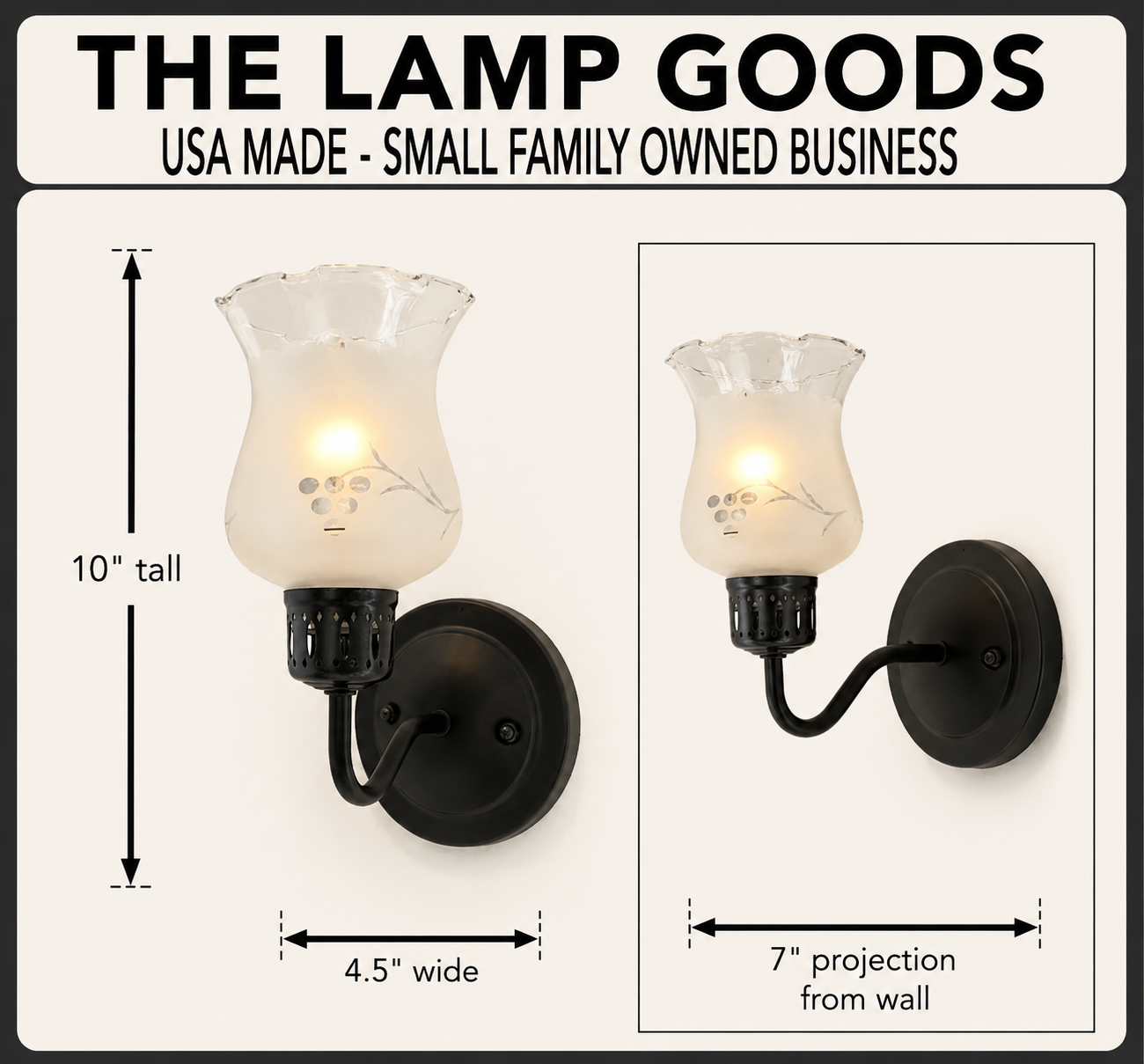 Etched Antique Glass Wall Sconce Light