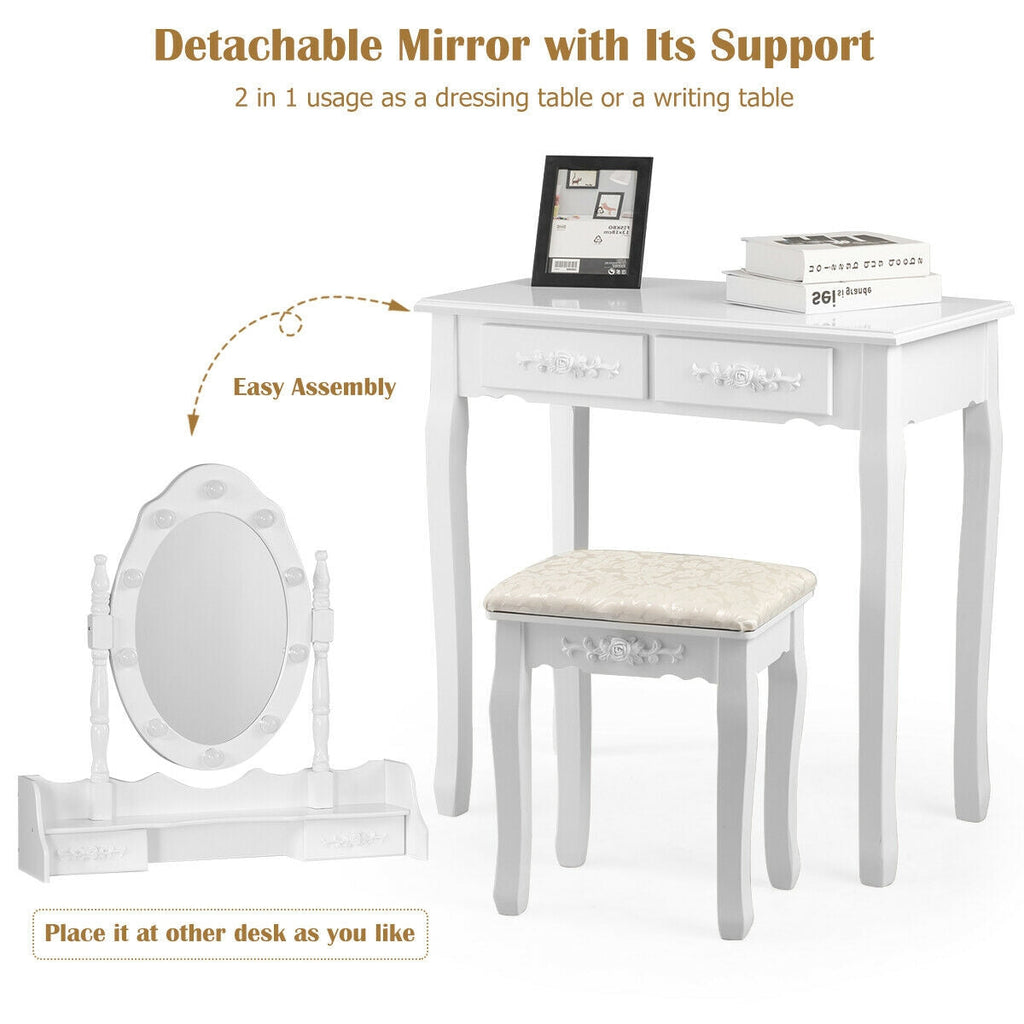 Vanity Dressing Table Set With Dimmable Bulbs