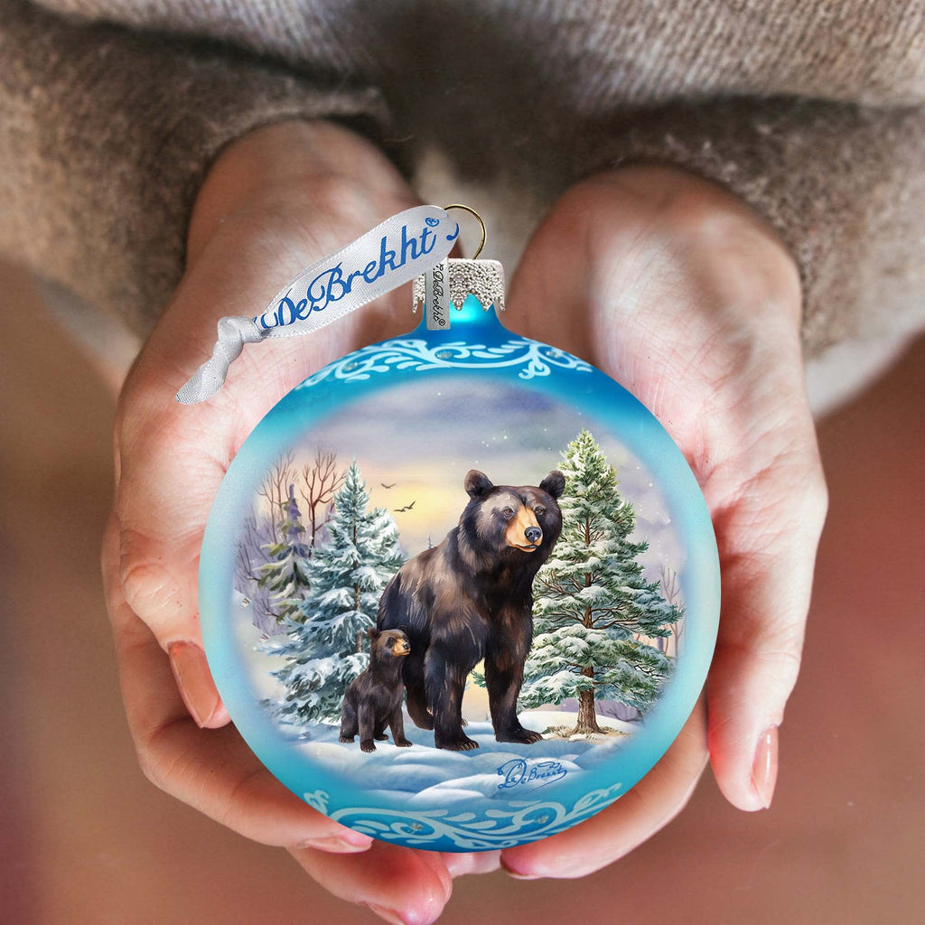 Black Bears Ball Glass Ornament