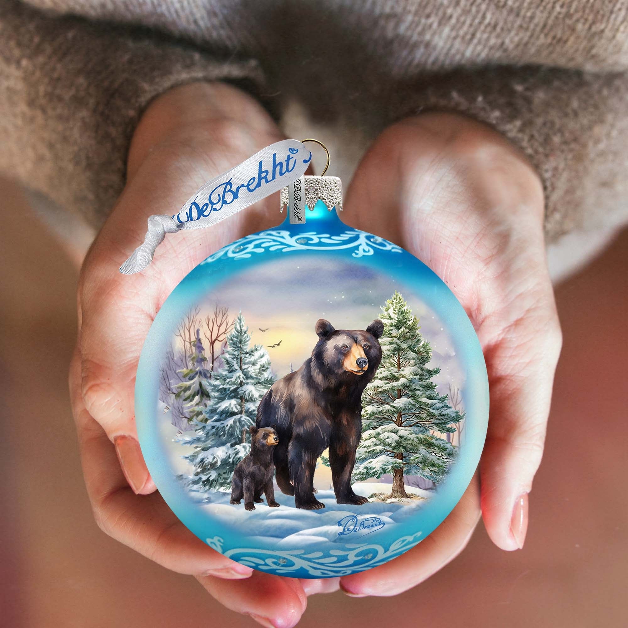 Black Bears Ball Glass Ornament