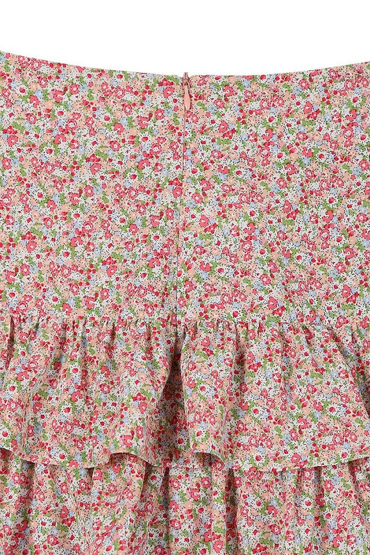 Ditsy Floral Ruffle Mini Skirt