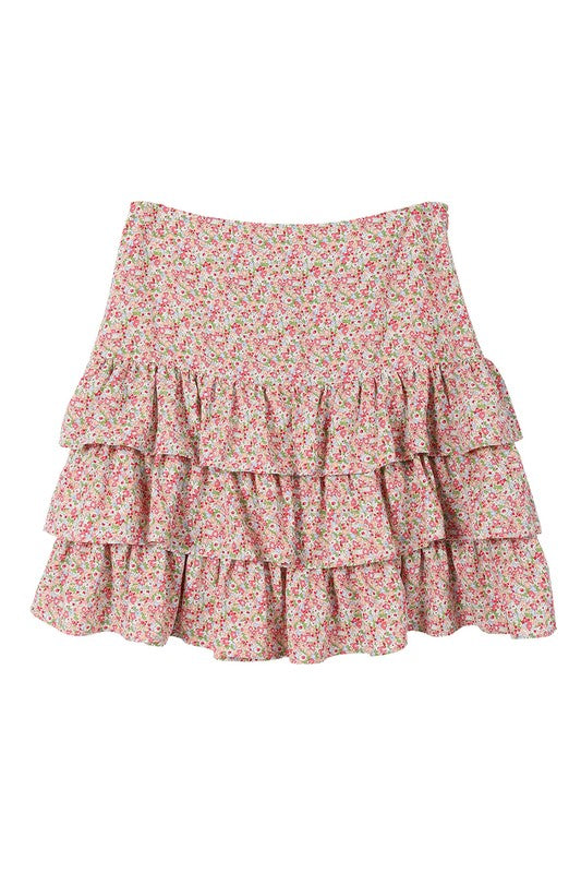 Ditsy Floral Ruffle Mini Skirt