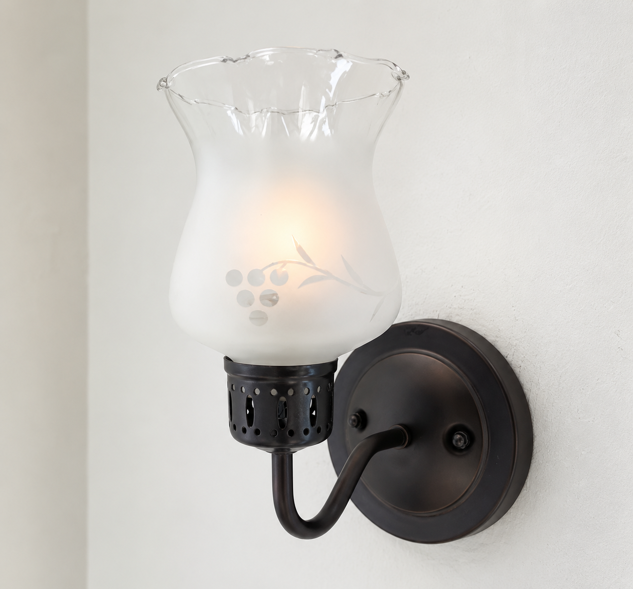 Etched Antique Glass Wall Sconce Light