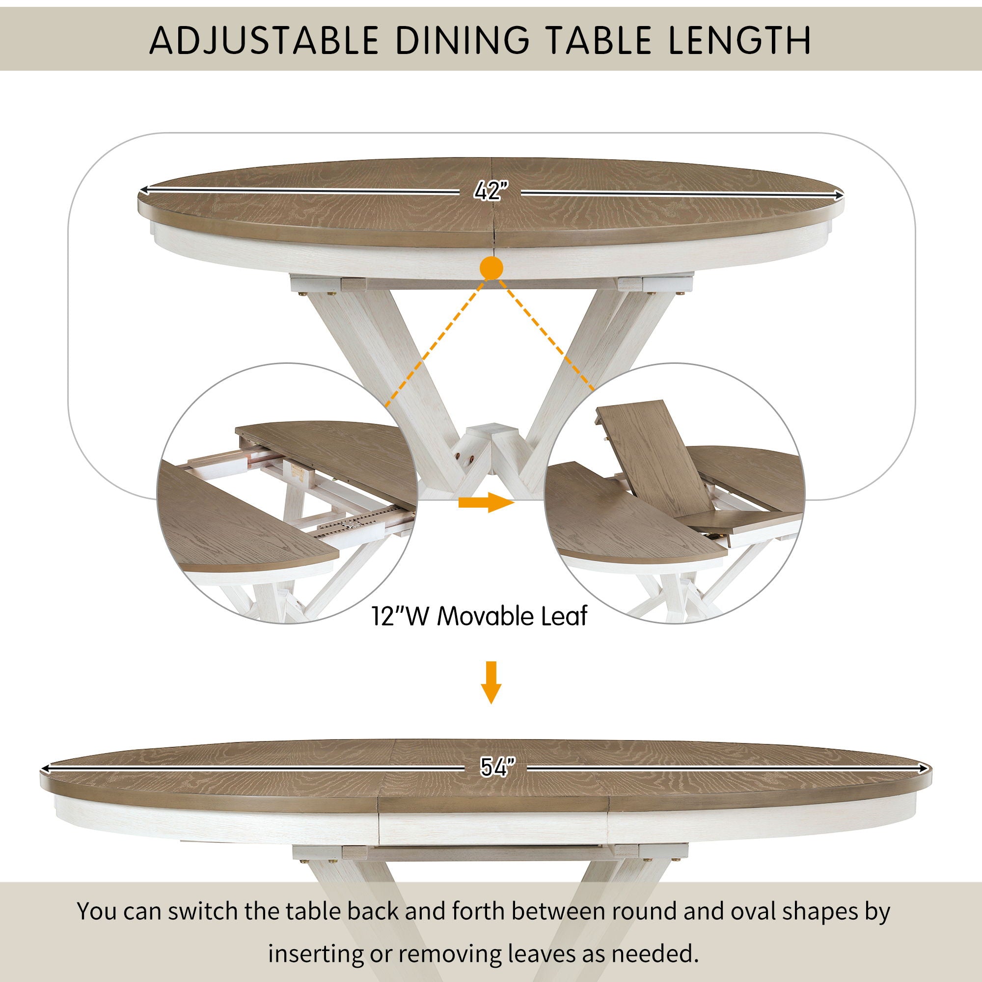 Dining Set With Extendable Round Table & Chairs