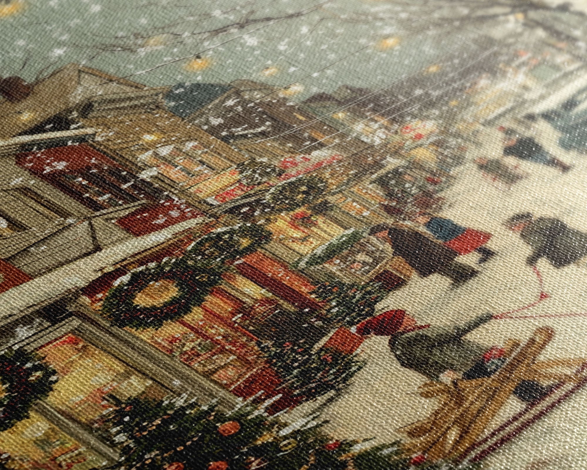 Vintage Christmas Town Scene