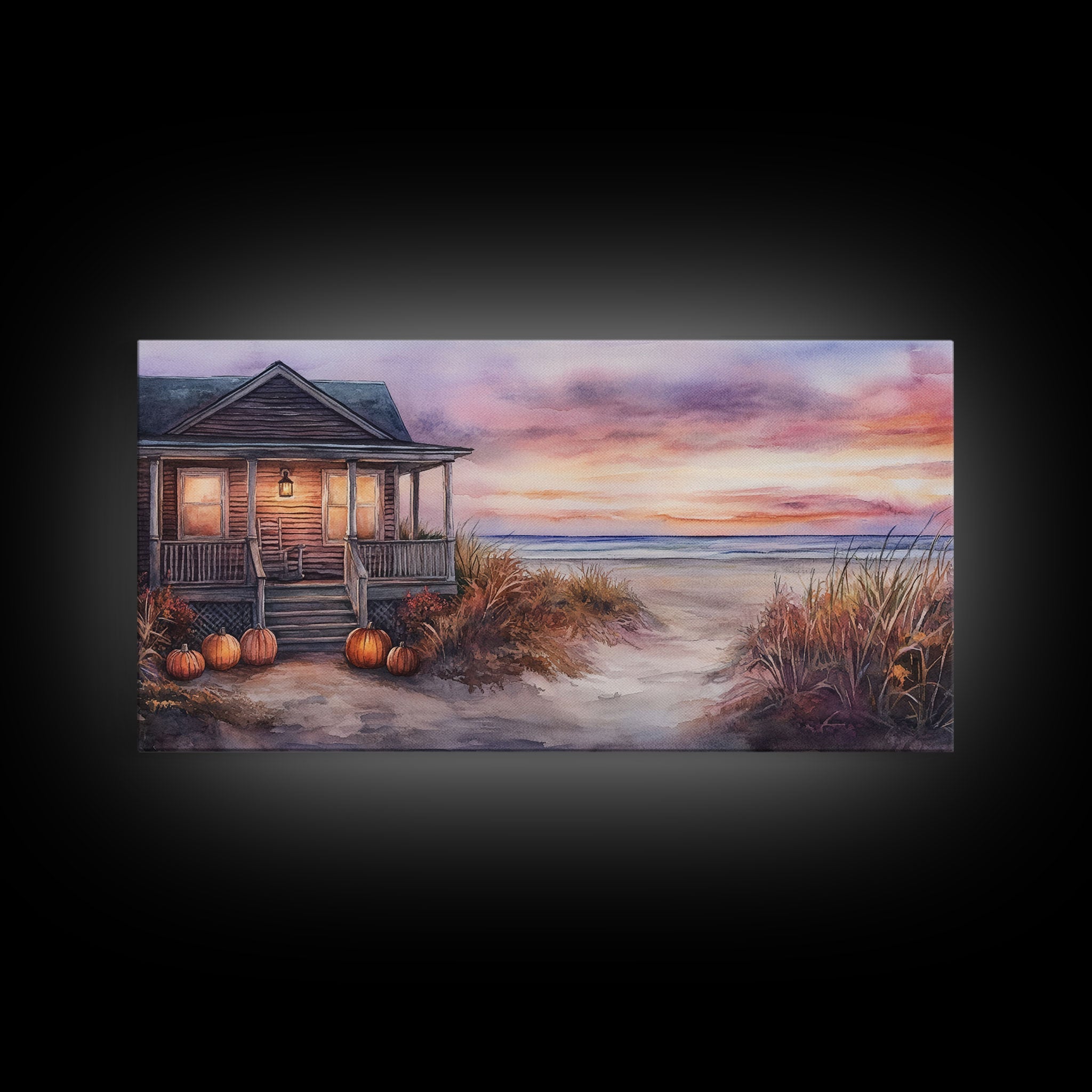 Rustic Beach Cottage Fall Scene