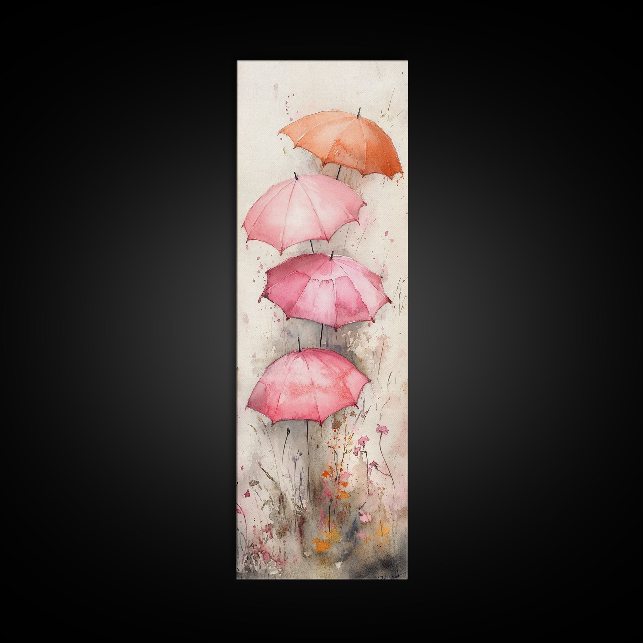 Floral Umbrella Canvas Print Wildflower Painting