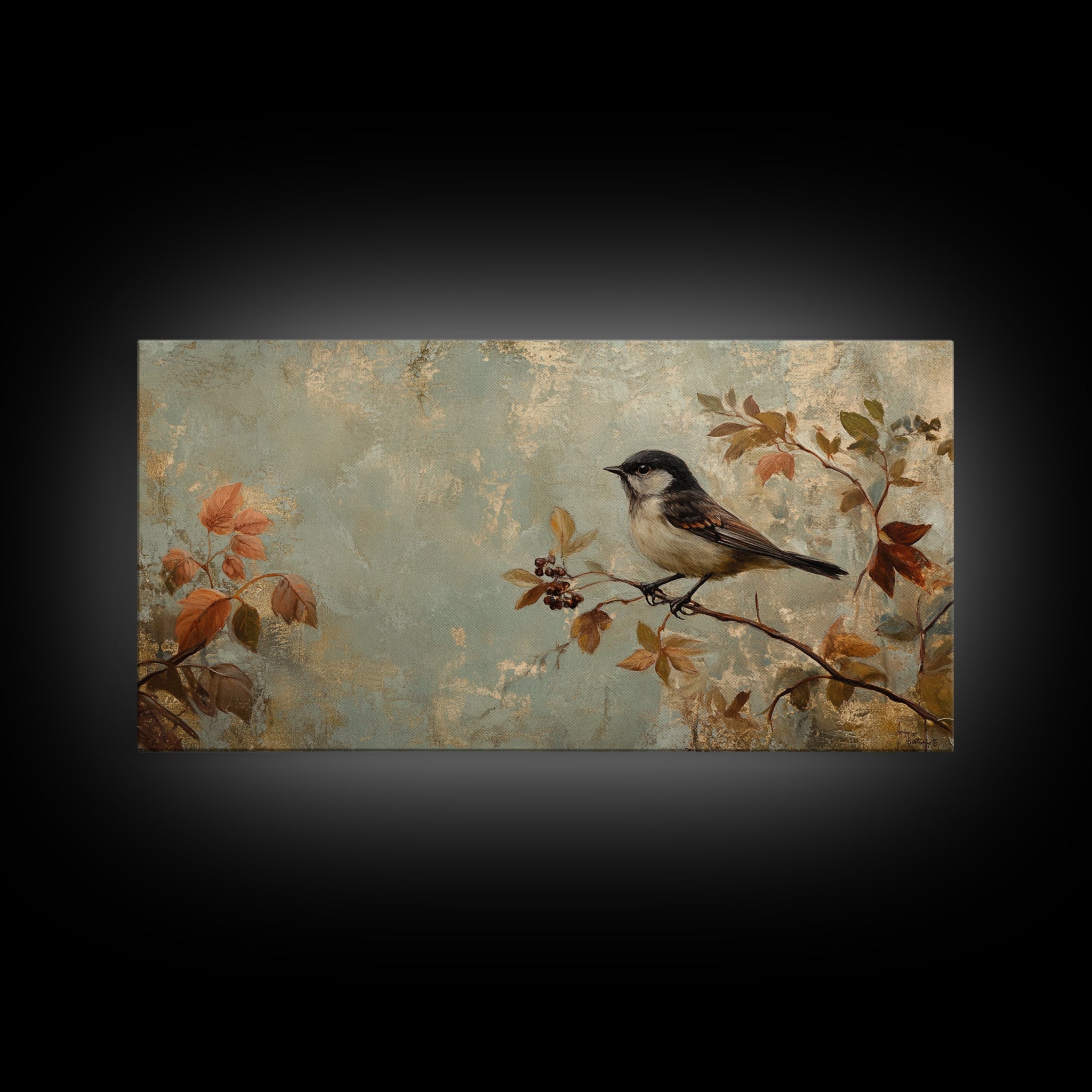 Bird On Branch Canvas Print