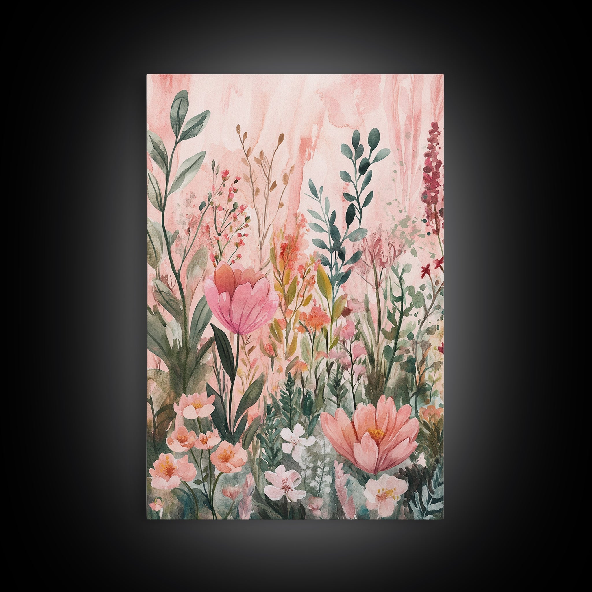 Botanical Garden Framed Canvas Print Wildflower Painting