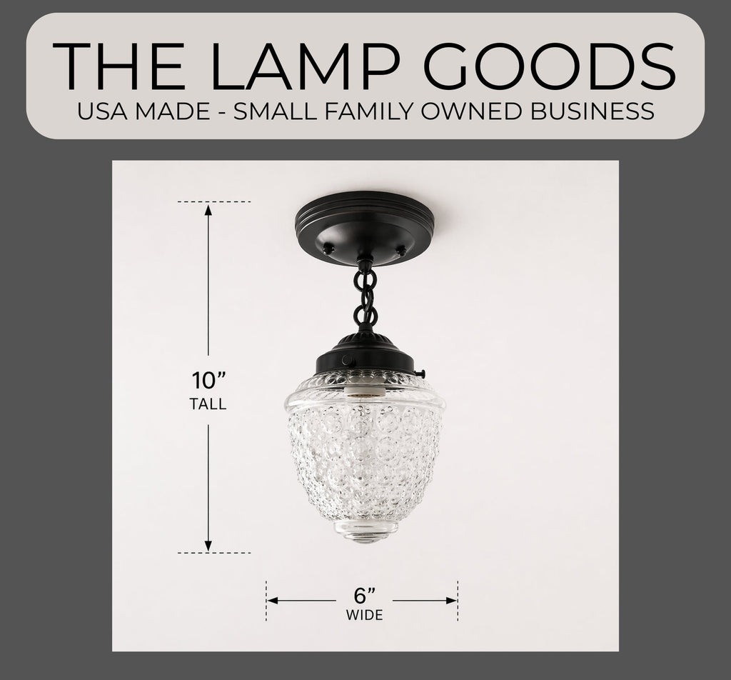 Antique Acorn Glass Ceiling Light With Chain