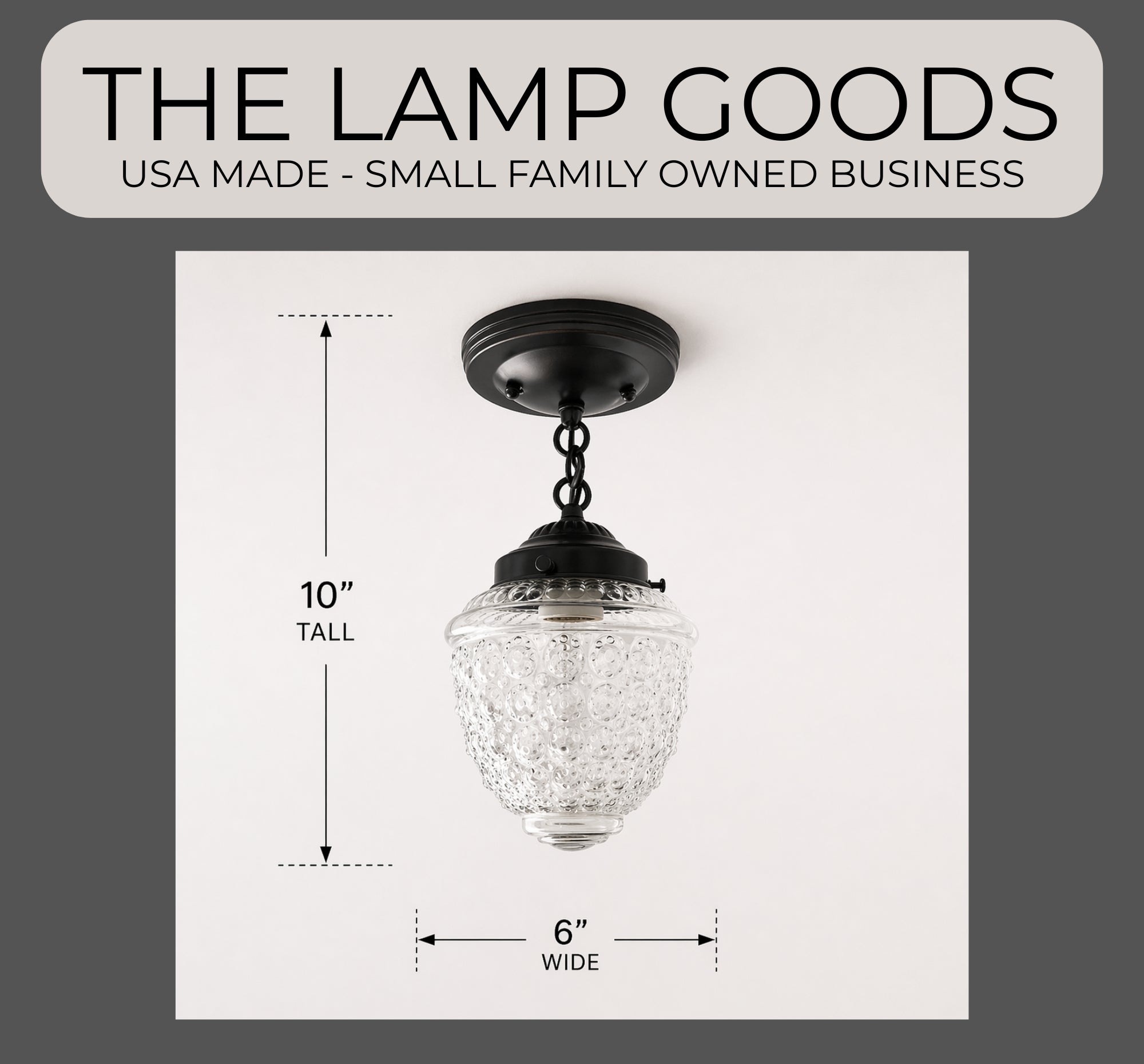 Antique Acorn Glass Ceiling Light With Chain
