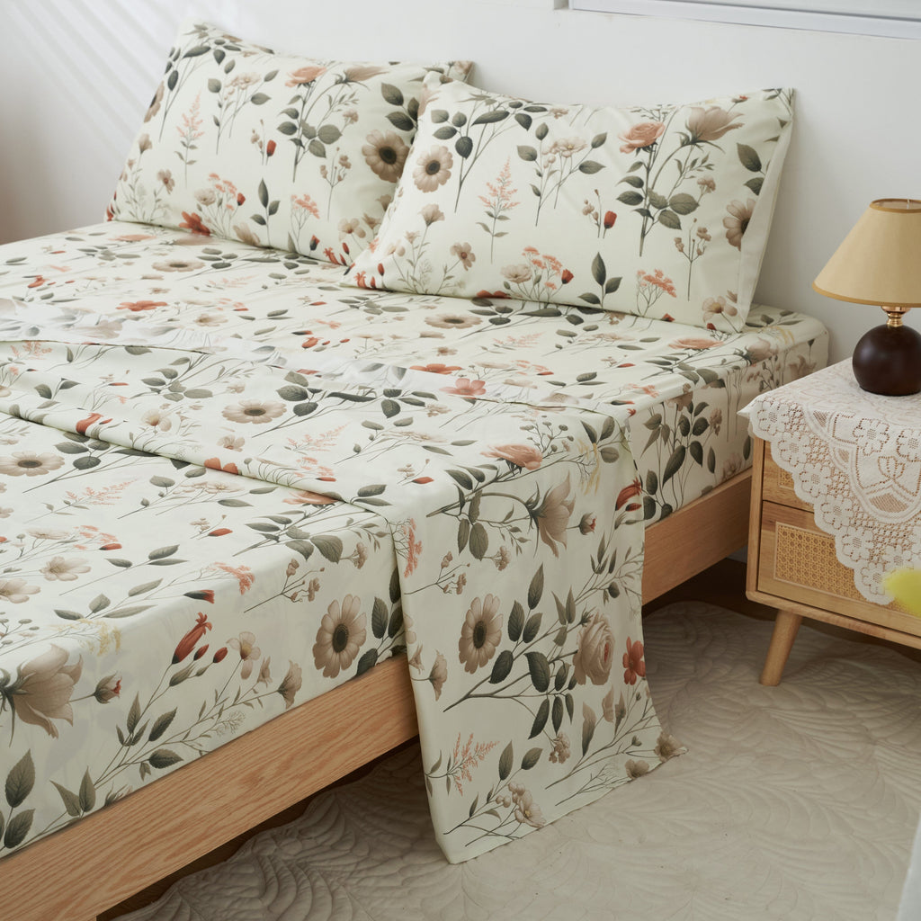 Enchanted Meadow Floral Microfiber Sheet Set