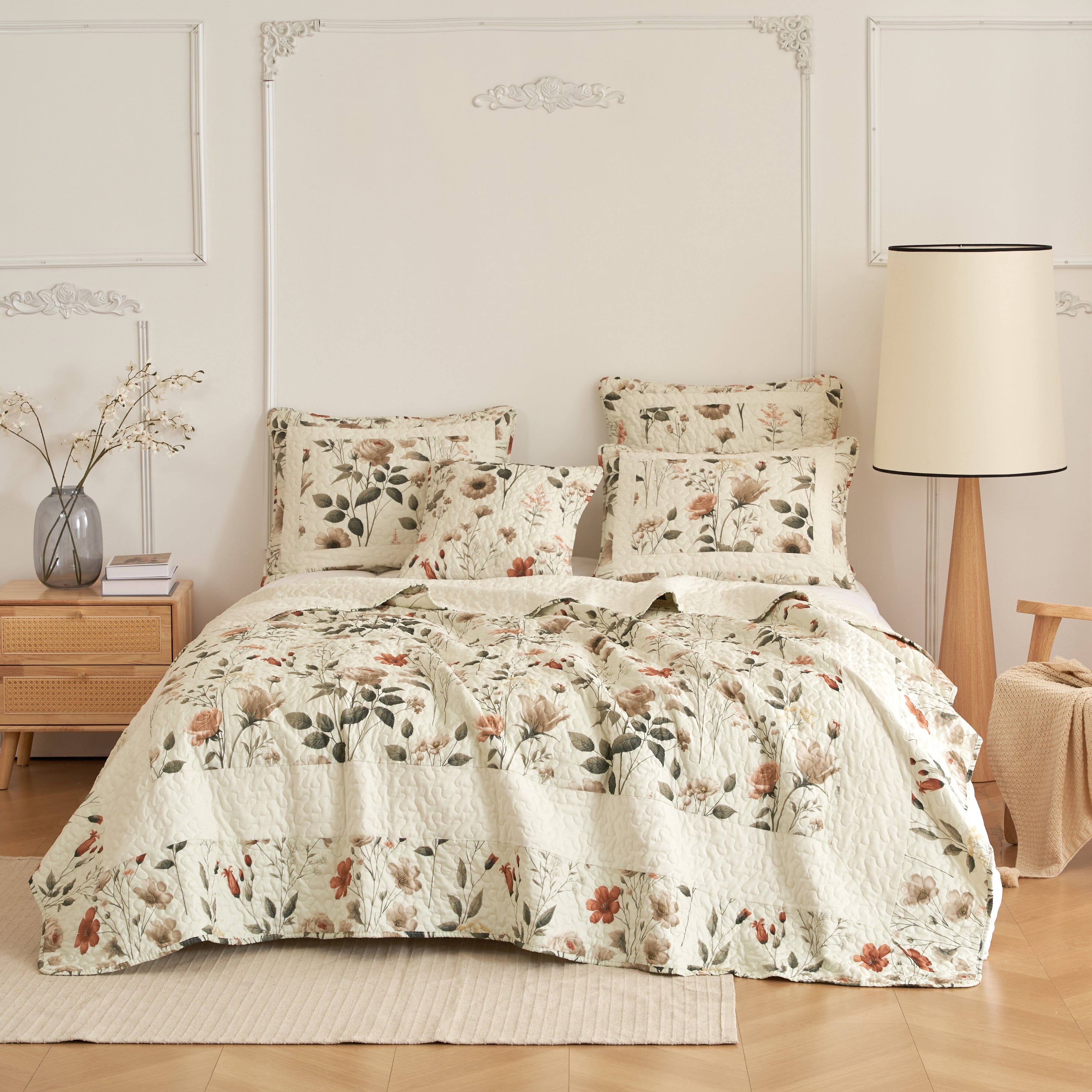 Enchanted Meadow Floral Quilt Set