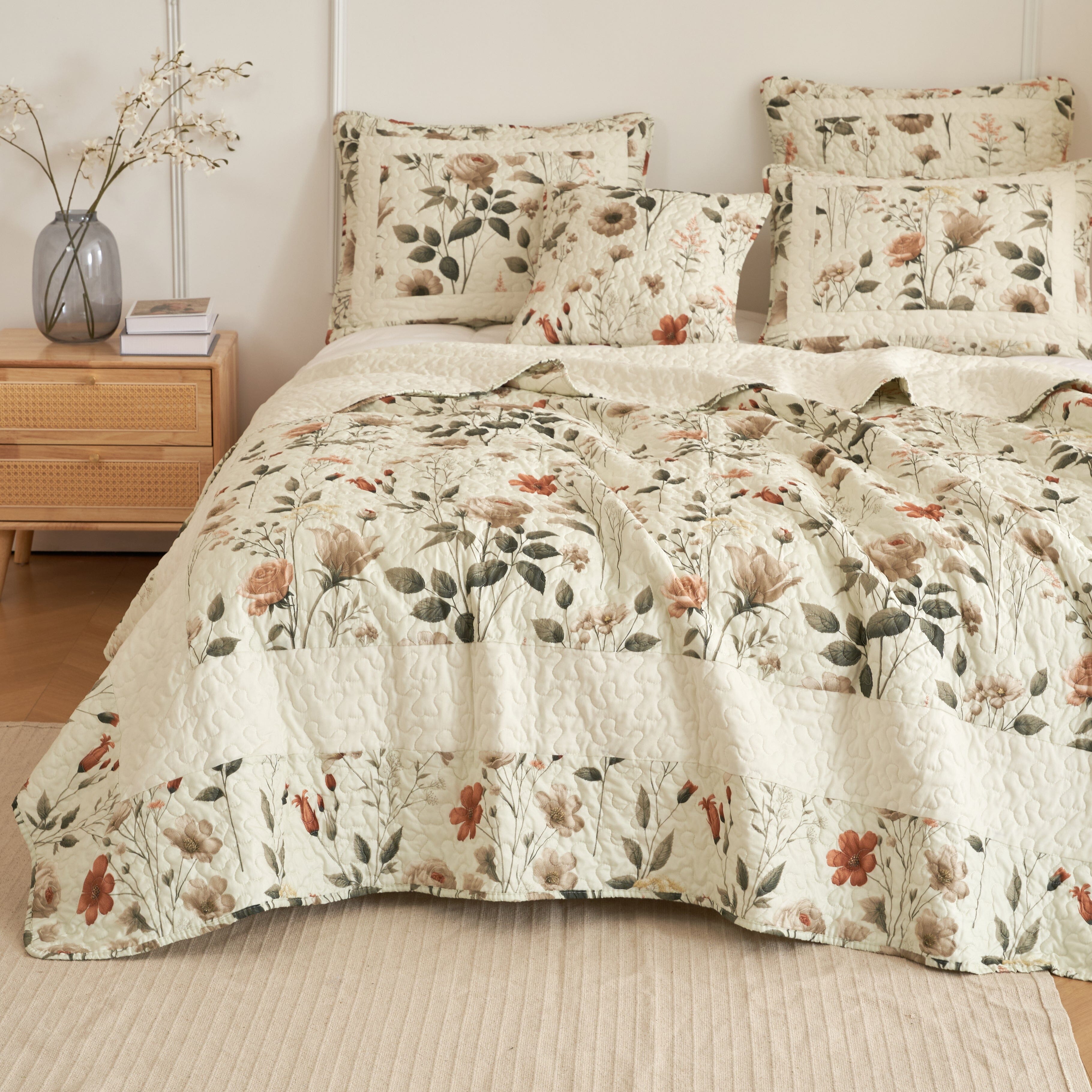 Enchanted Meadow Floral Quilt Set