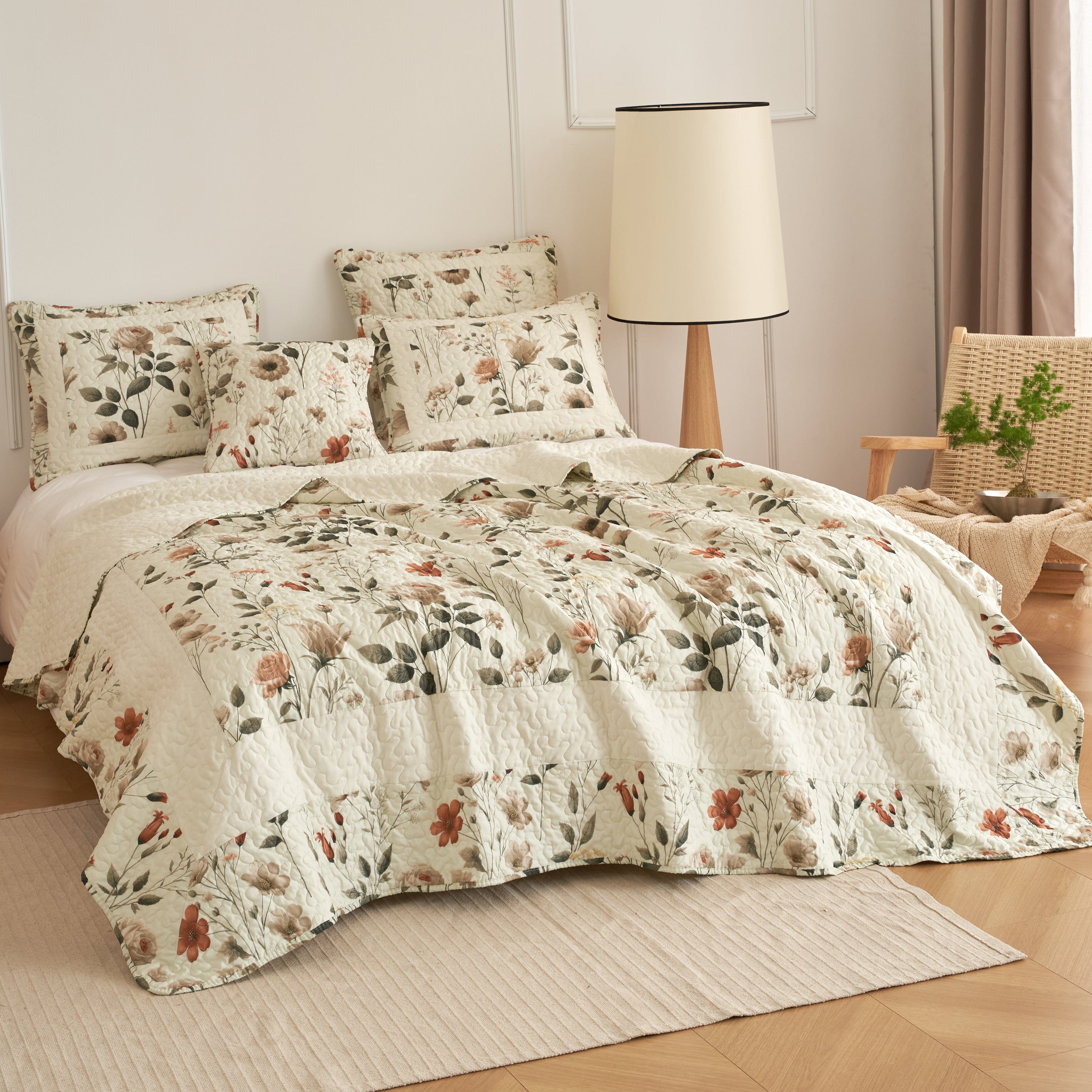 Enchanted Meadow Floral Quilt Set