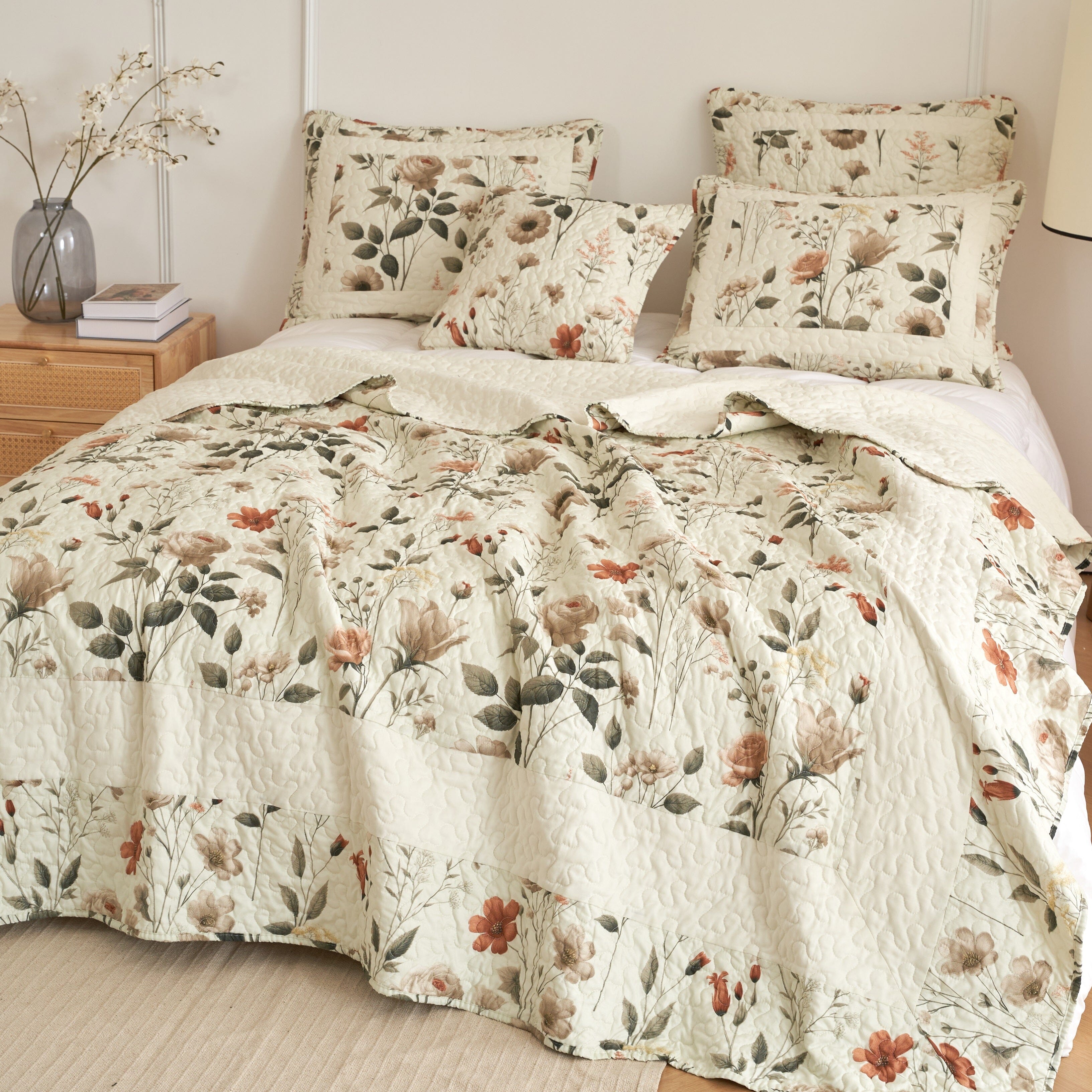 Enchanted Meadow Floral Quilt Set