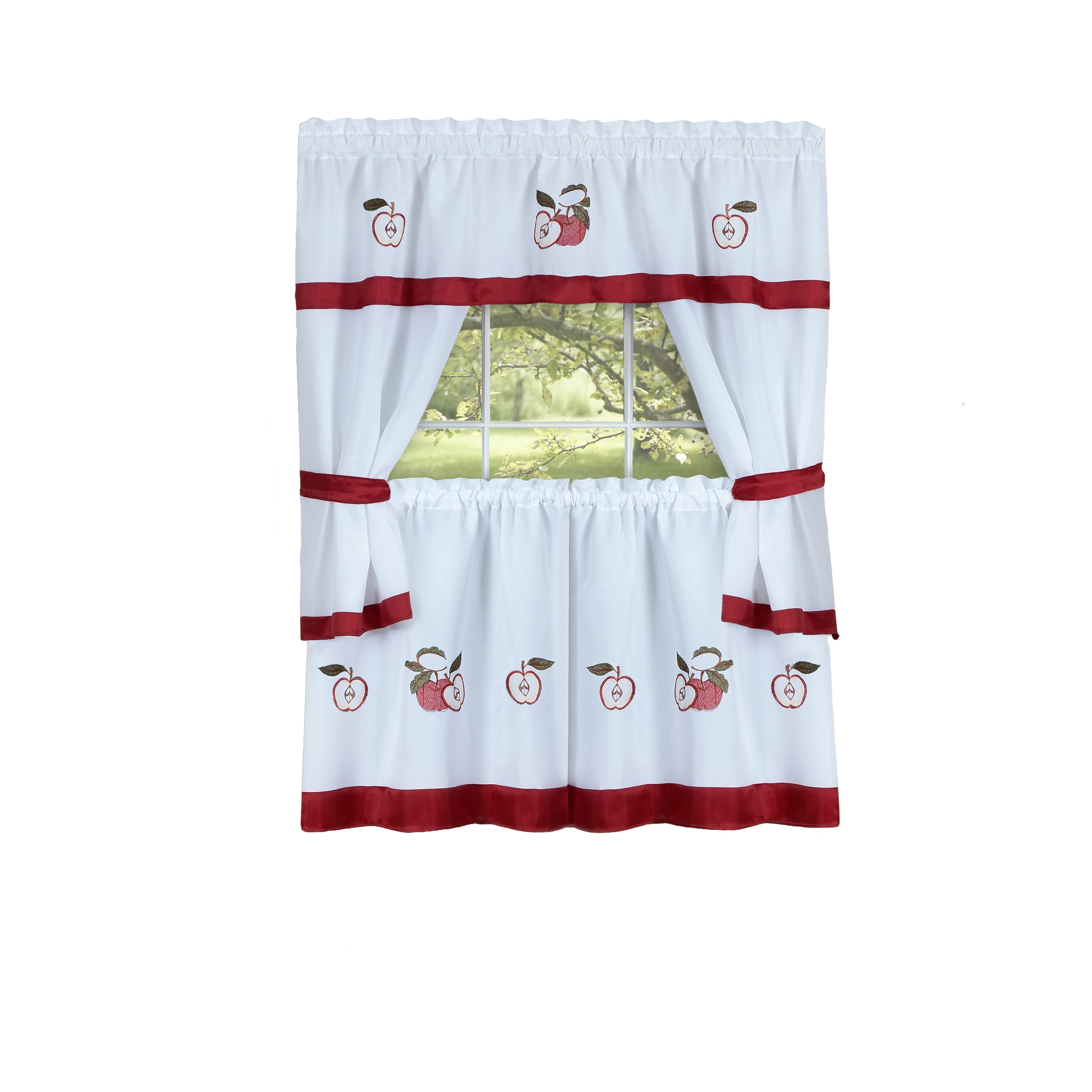 Embellished Cottage Window Curtain Set; Chefs Design