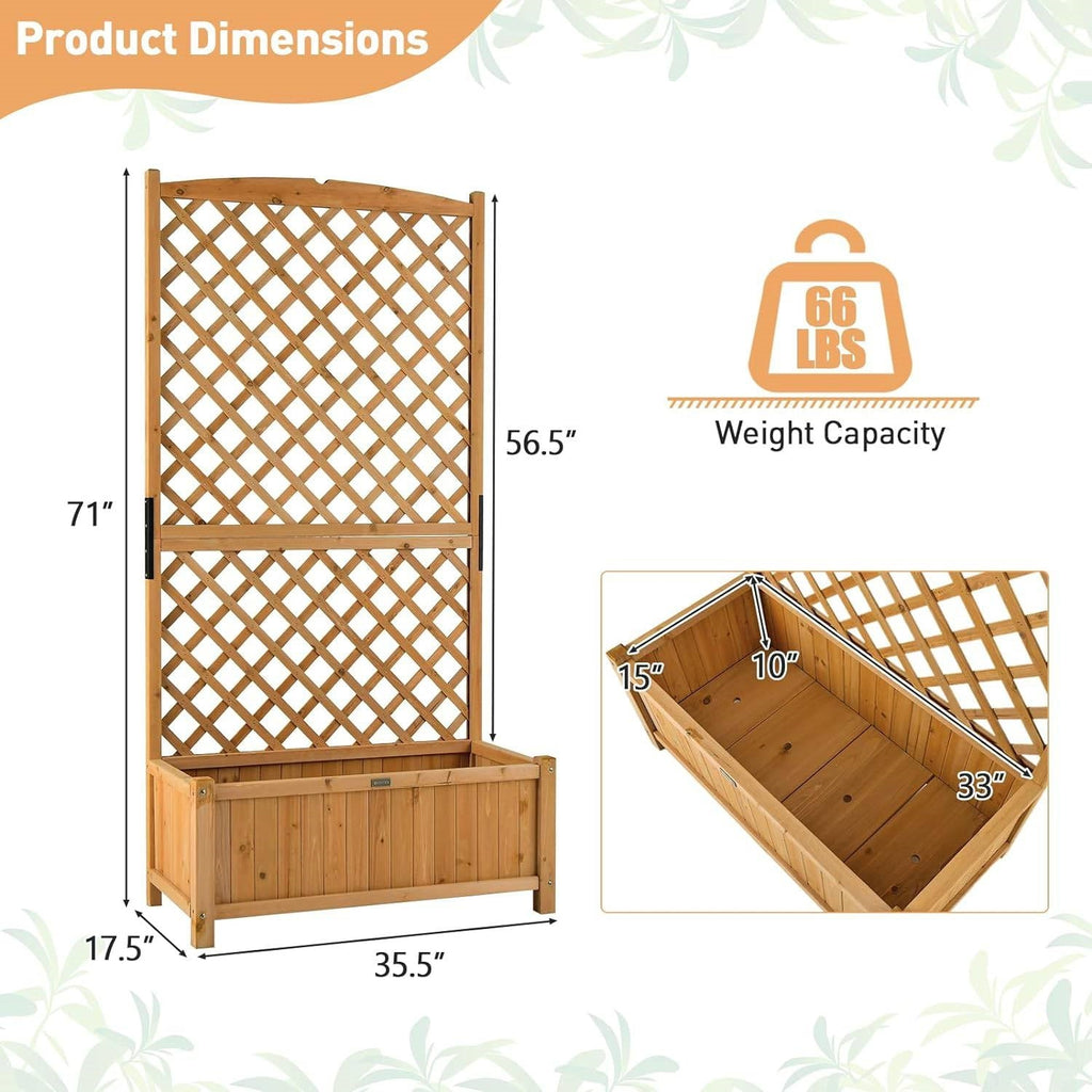 Wood Raised Garden Bed With Trellis
