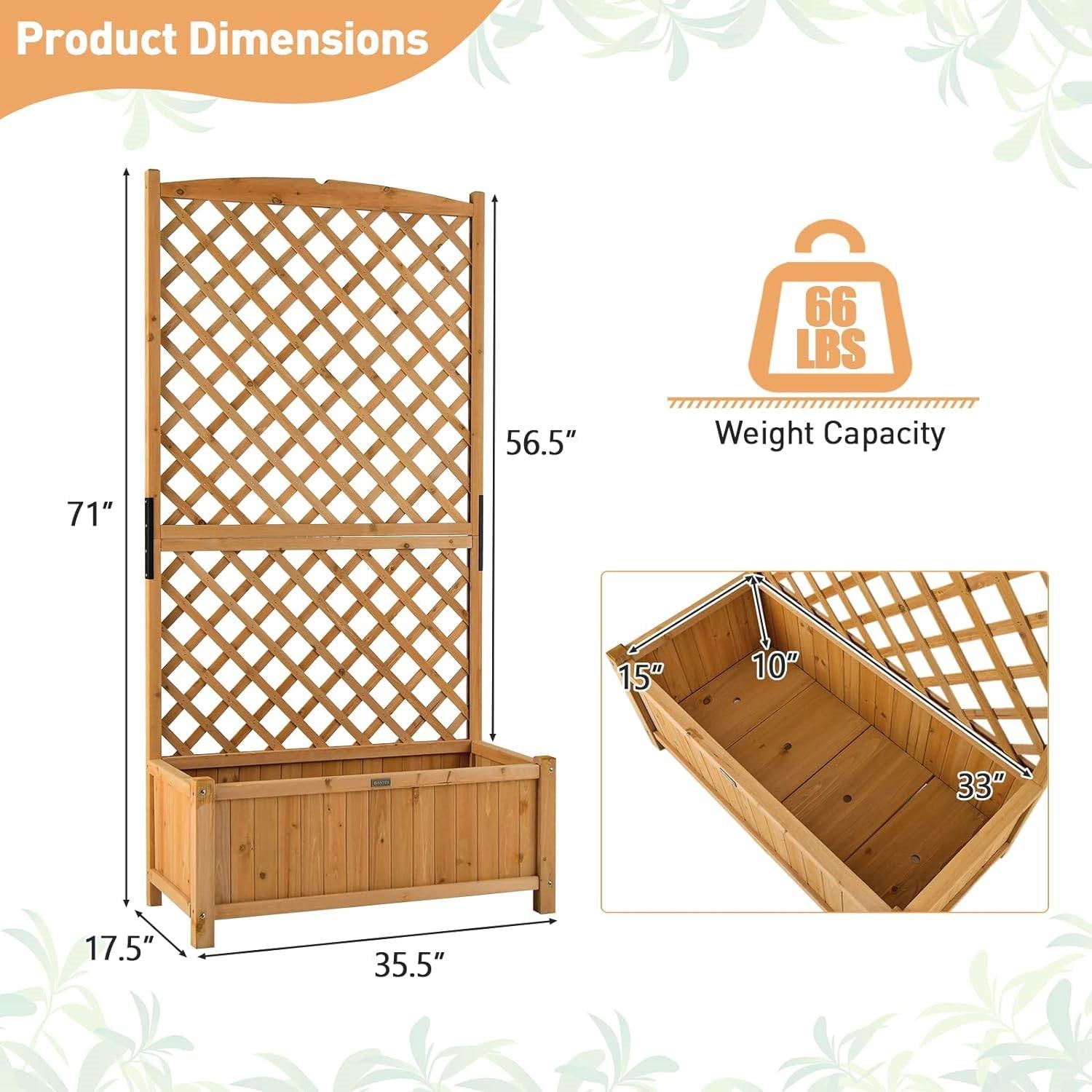 Wood Raised Garden Bed With Trellis