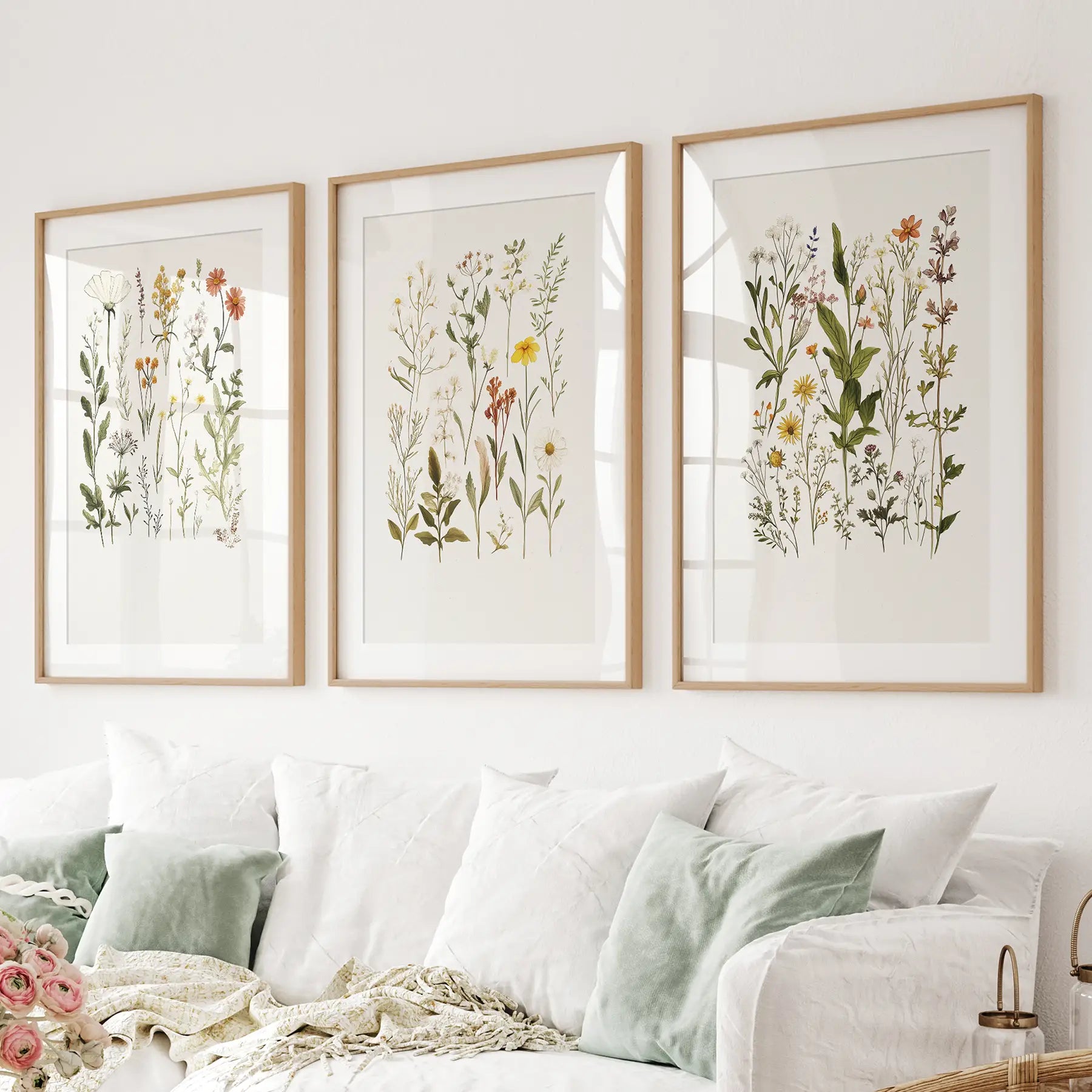 Watercolor Wildflower Floral Wall Art Set