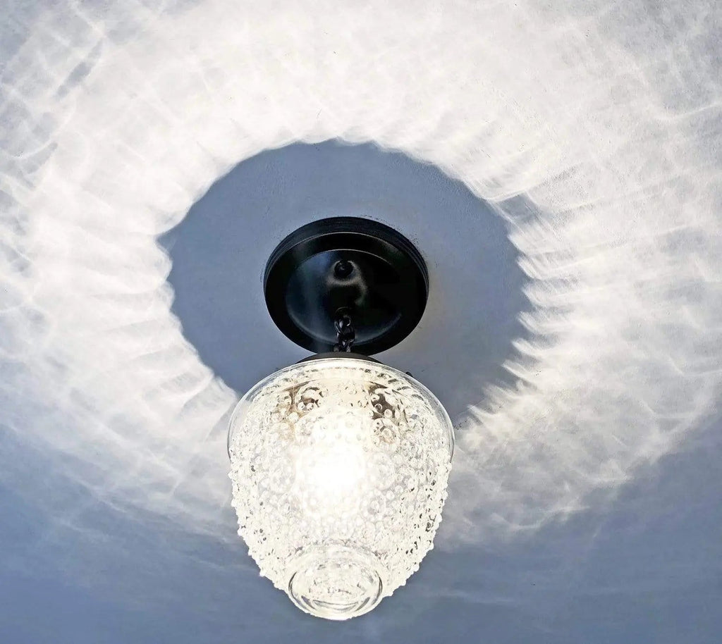 Antique Acorn Glass Ceiling Light With Chain