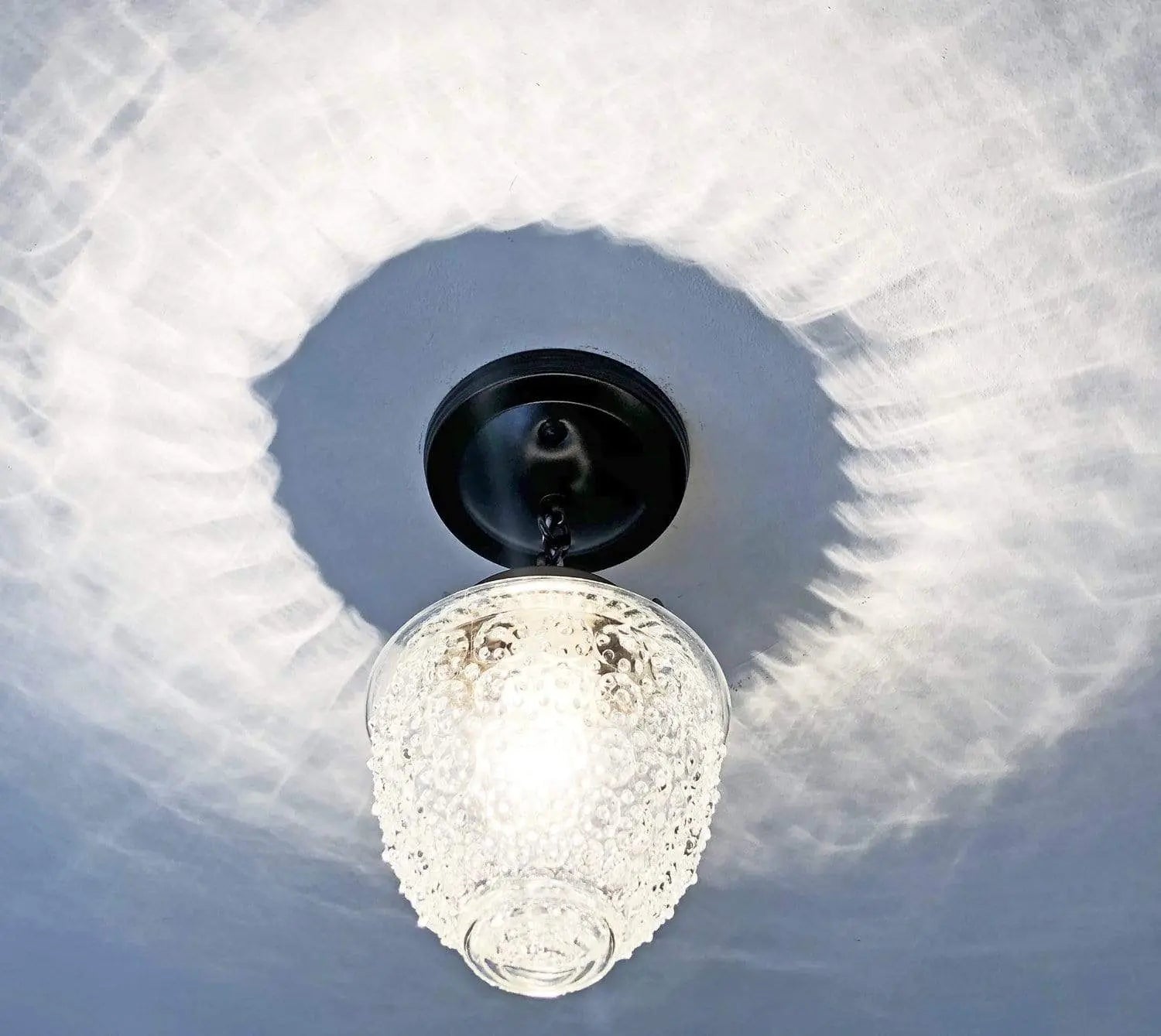 Antique Acorn Glass Ceiling Light With Chain