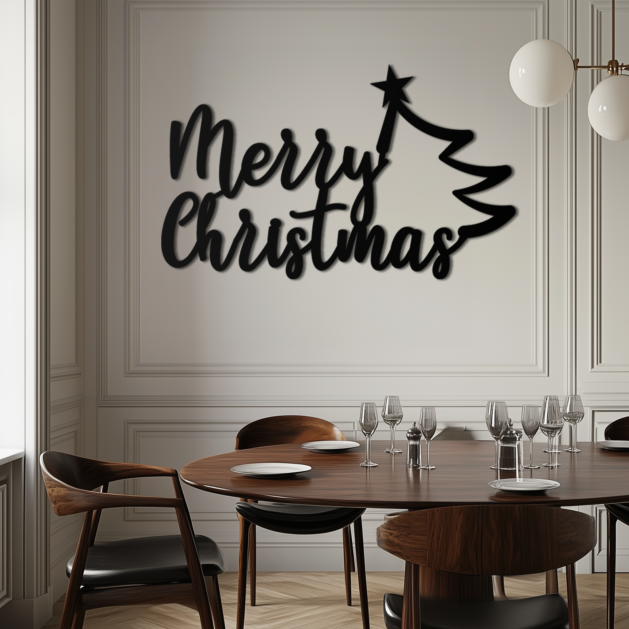 Merry Christmas Tree Metal Wall Art