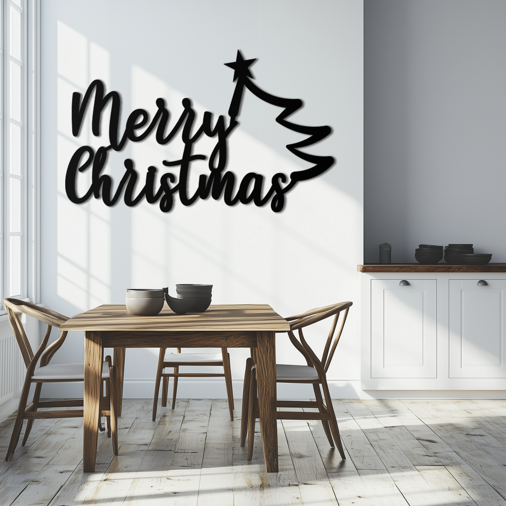 Merry Christmas Tree Metal Wall Art