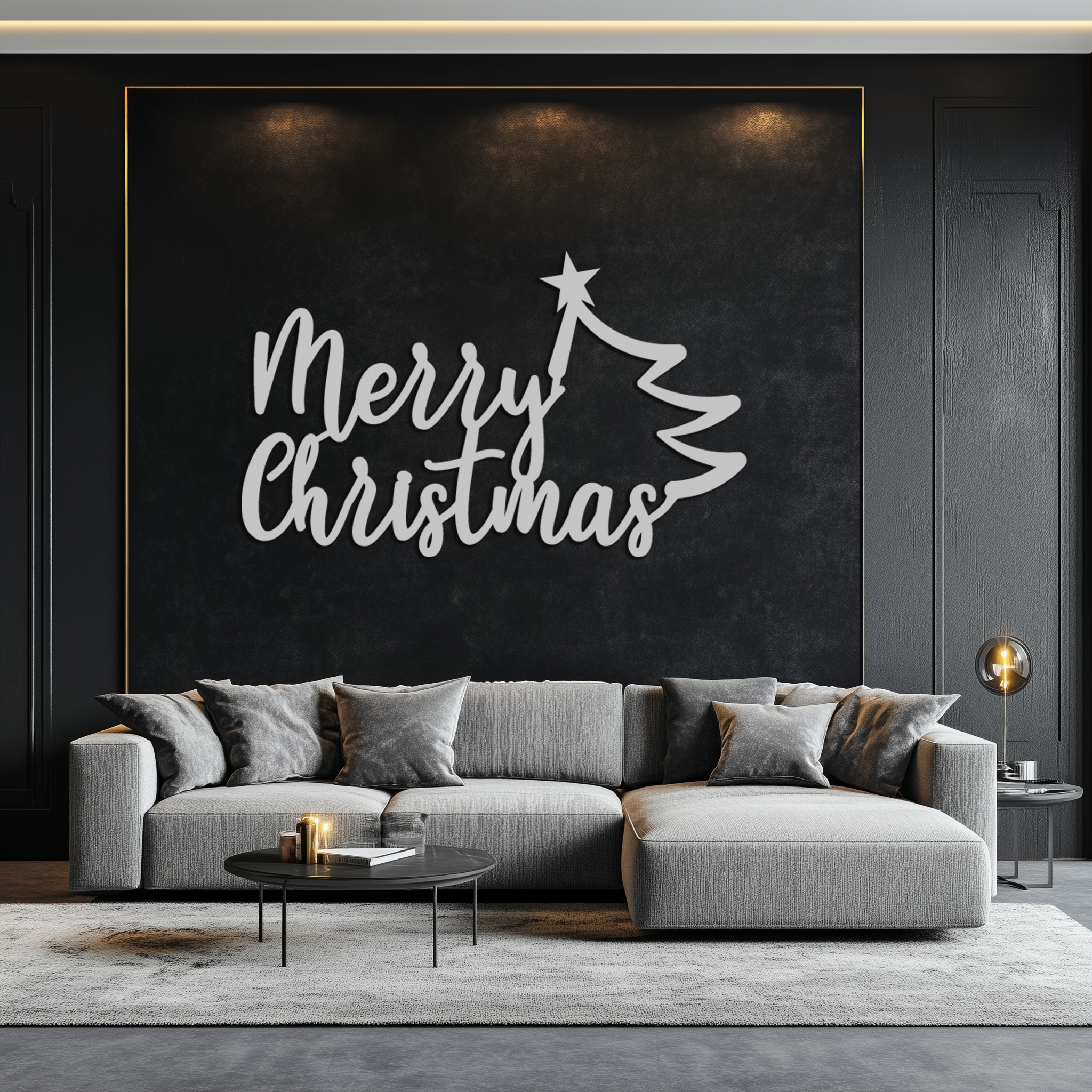 Merry Christmas Tree Metal Wall Art