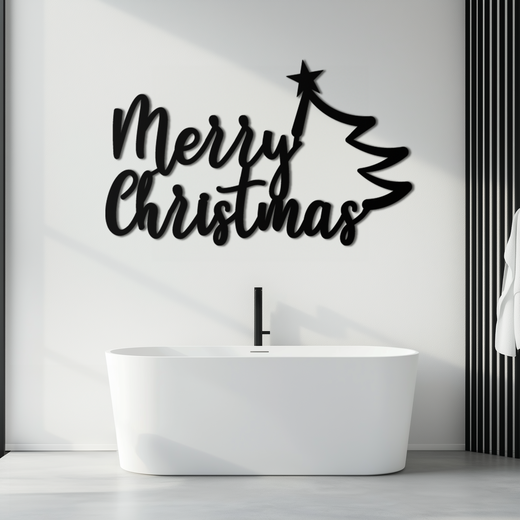 Merry Christmas Tree Metal Wall Art