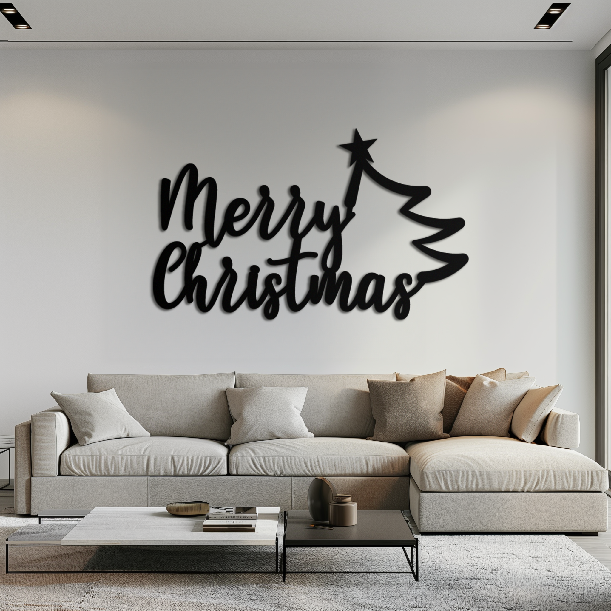 Merry Christmas Tree Metal Wall Art