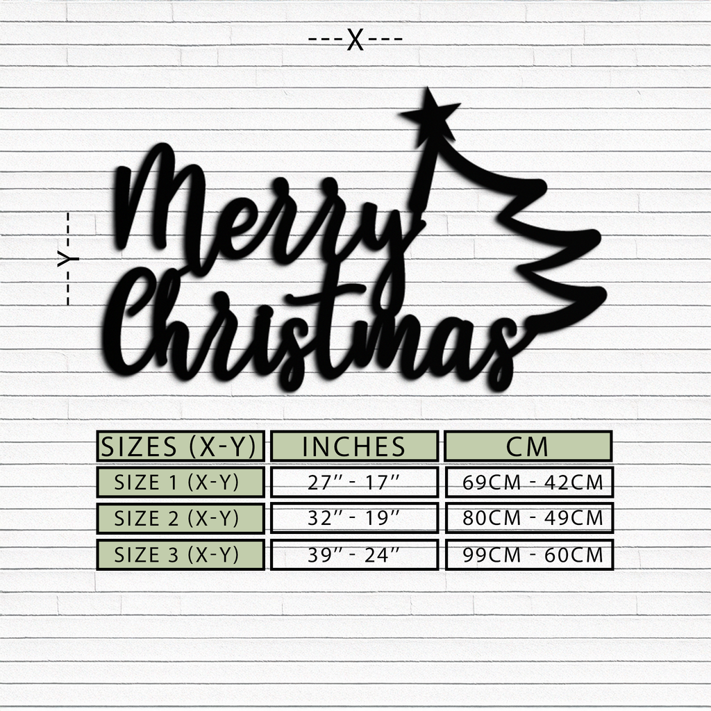 Merry Christmas Tree Metal Wall Art