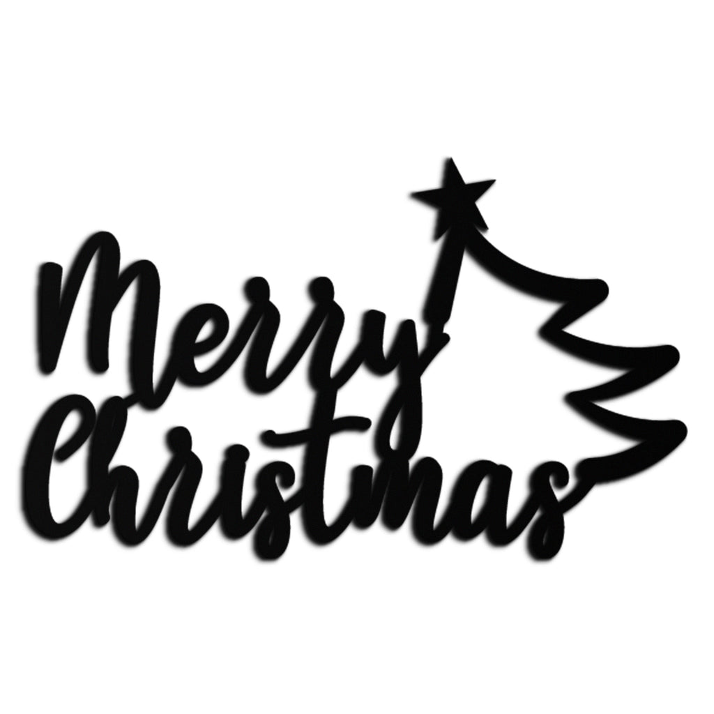 Merry Christmas Tree Metal Wall Art