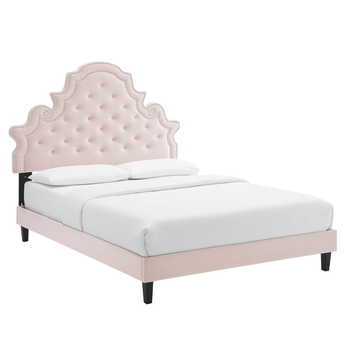 Tufted Velvet Full Platform Bed