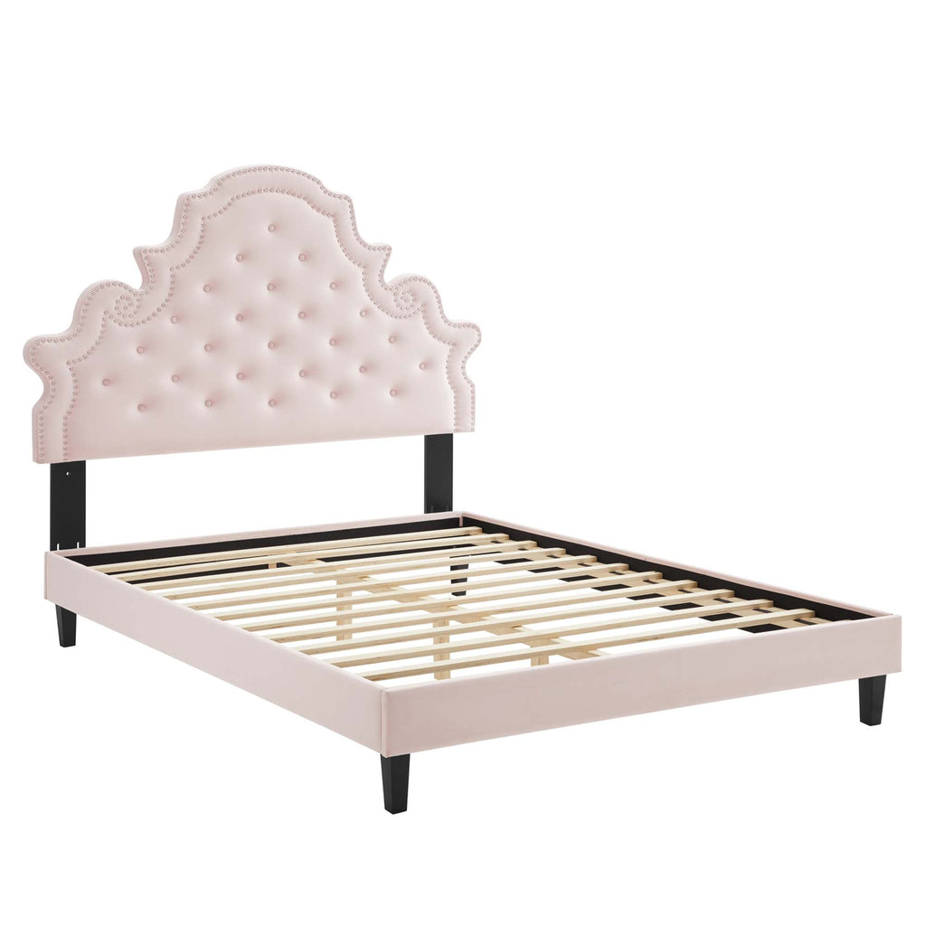 Tufted Velvet Full Platform Bed