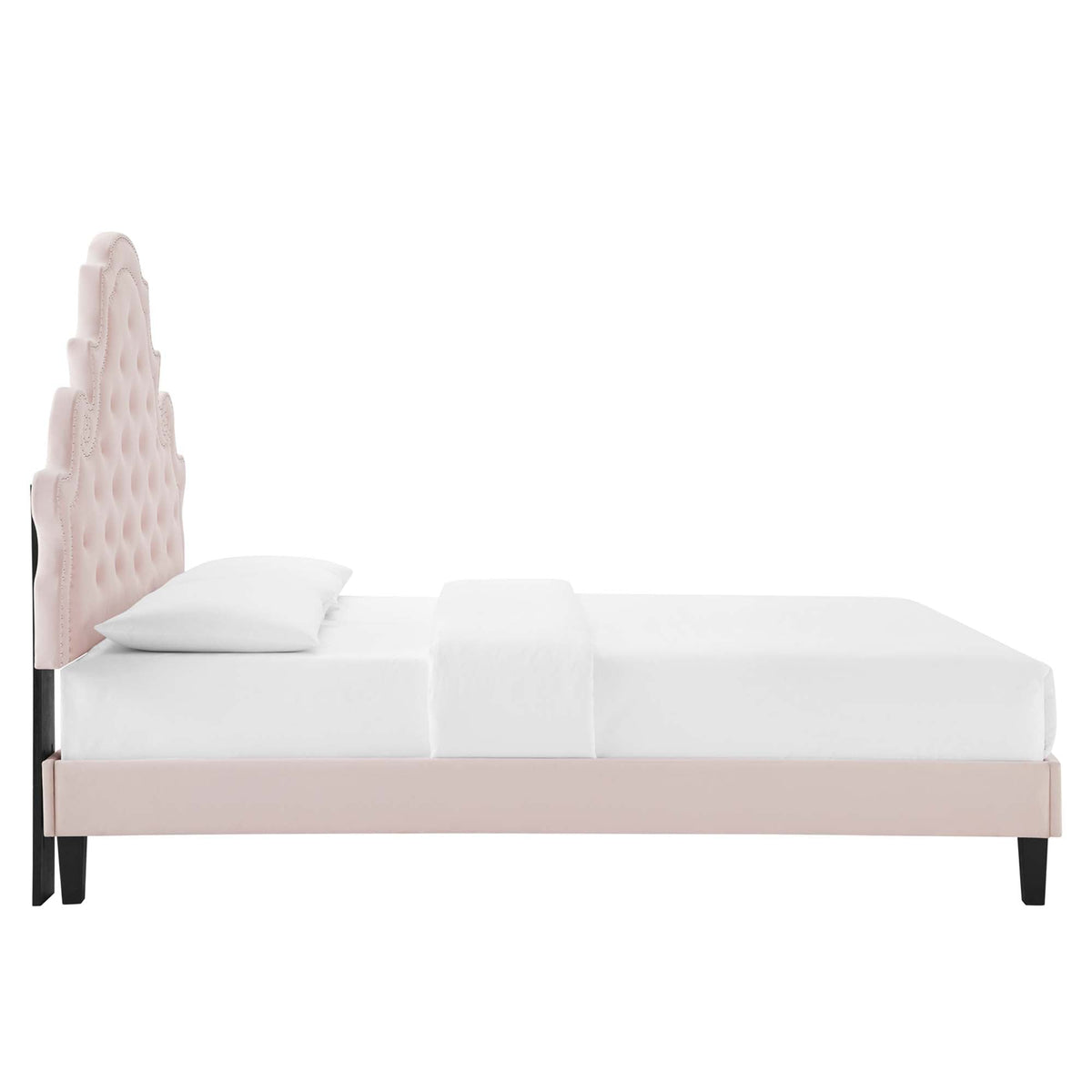 Tufted Velvet Full Platform Bed