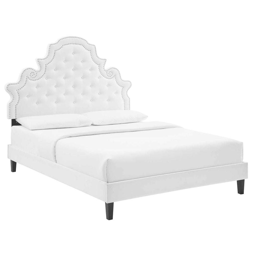 Tufted Velvet Full Platform Bed