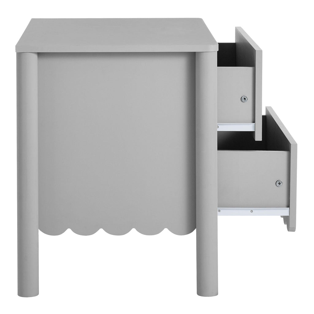 Scalloped 2-Drawer Nightstand