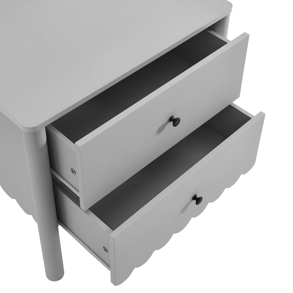 Scalloped 2-Drawer Nightstand