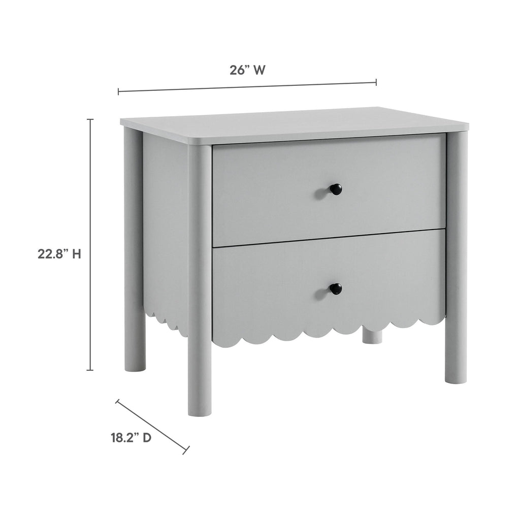Scalloped 2-Drawer Nightstand