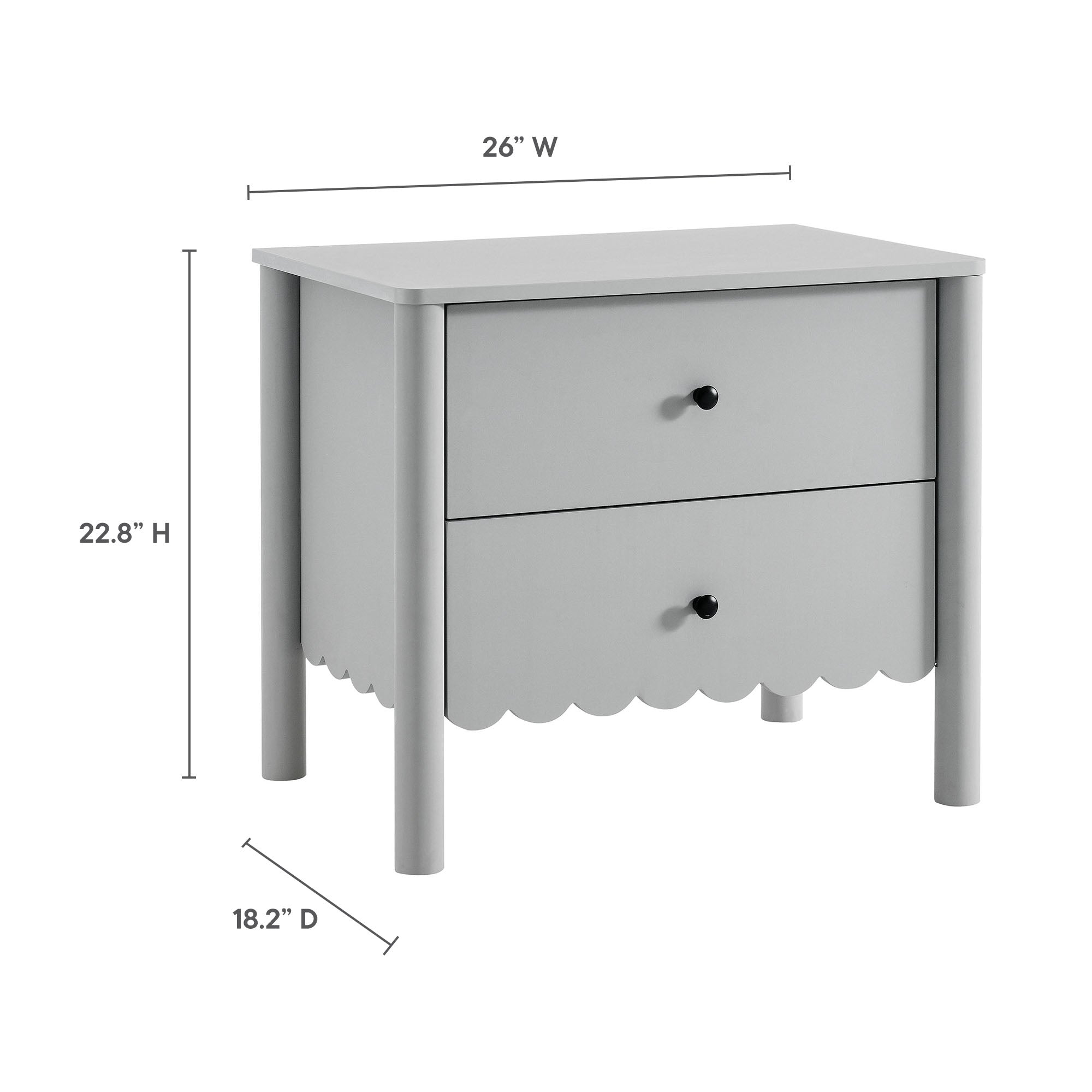 Scalloped 2-Drawer Nightstand