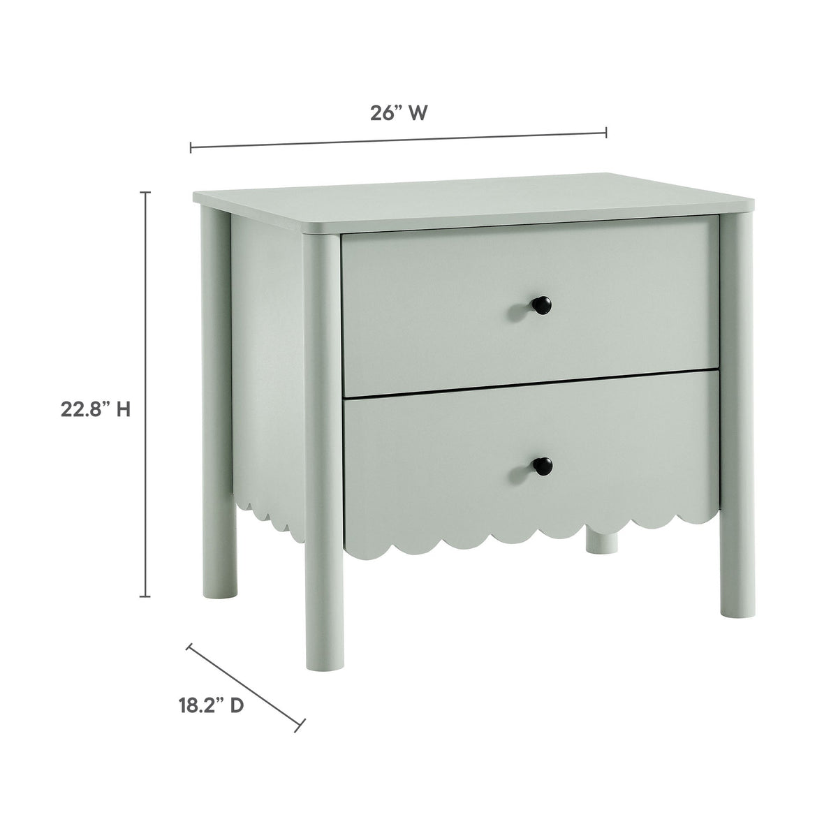 Scalloped 2-Drawer Nightstand