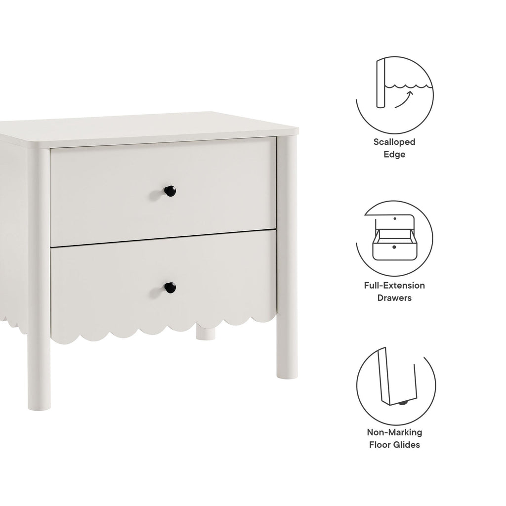 Scalloped 2-Drawer Nightstand