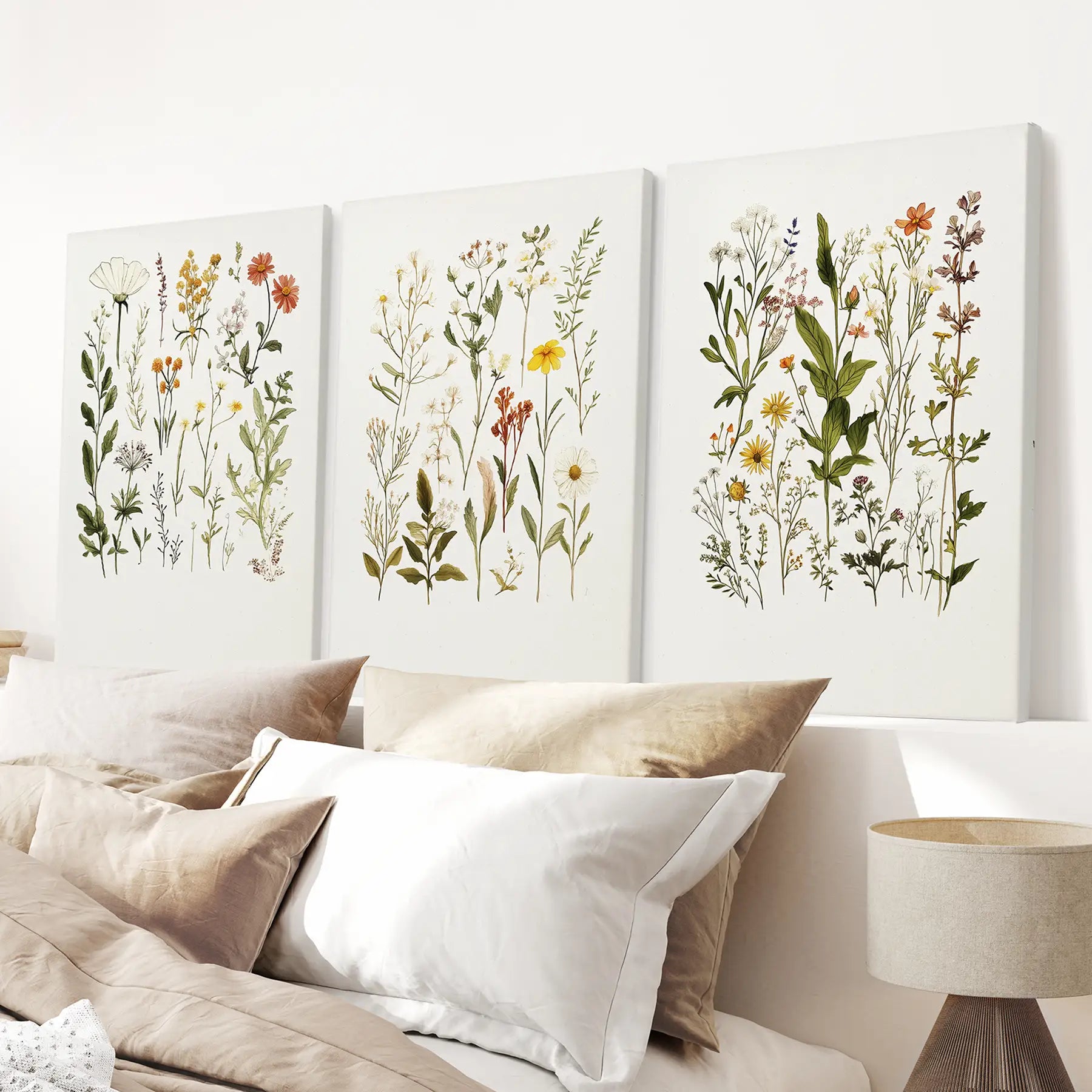 Watercolor Wildflower Floral Wall Art Set