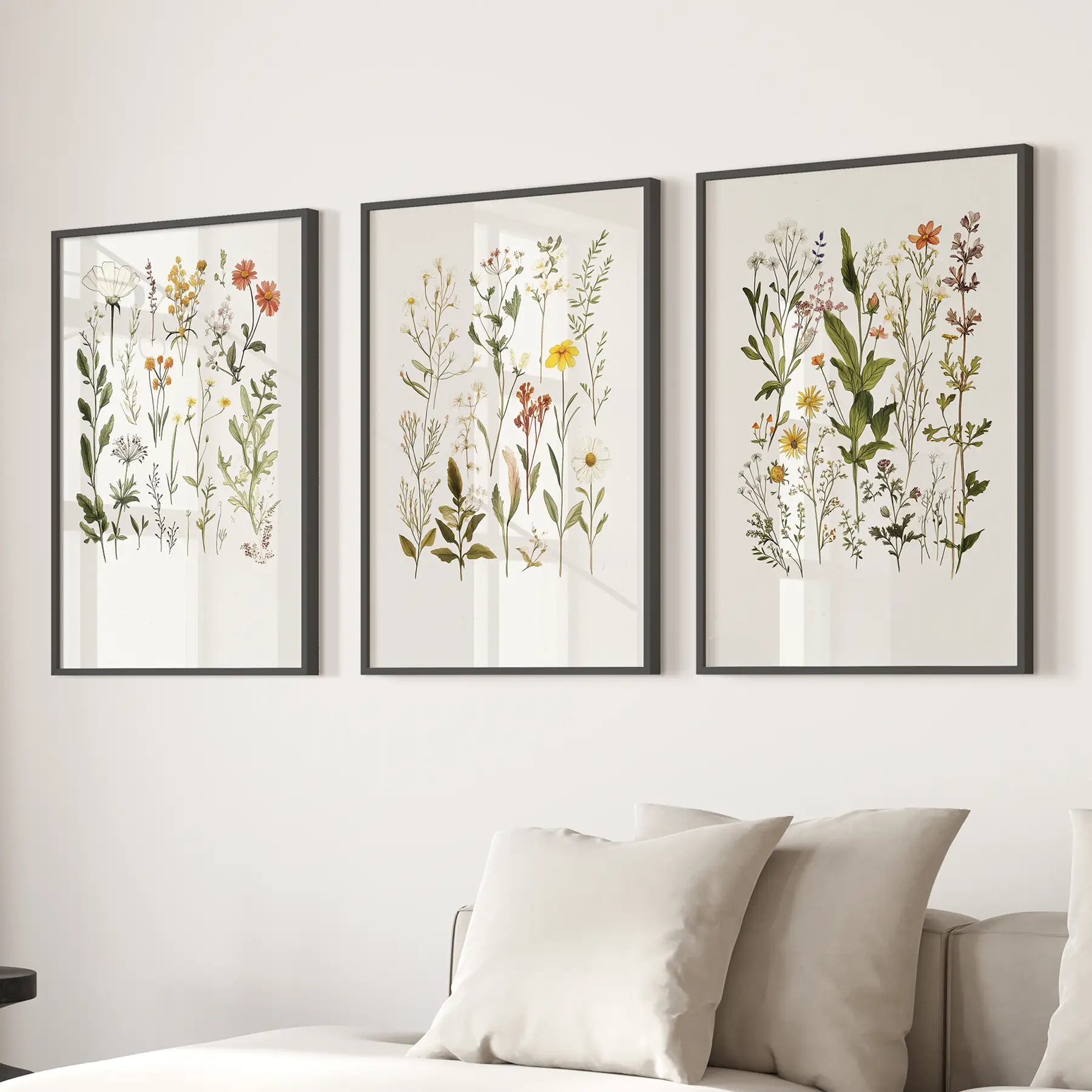 Watercolor Wildflower Floral Wall Art Set
