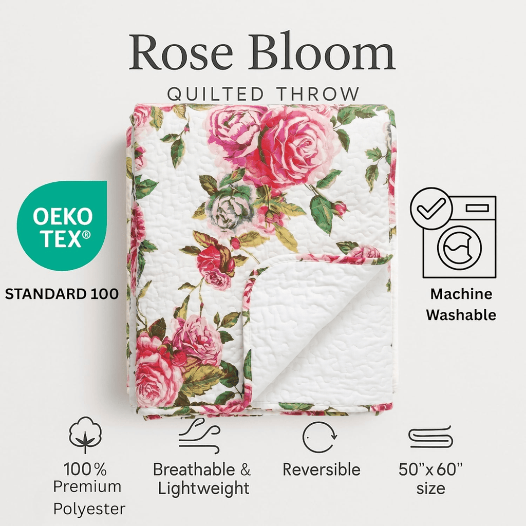 Romantic Roses Floral Throw Blanket
