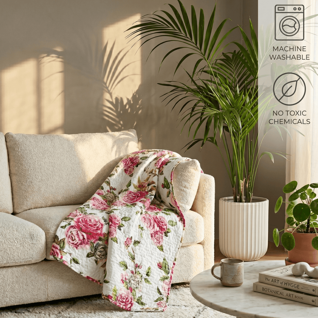 Romantic Roses Floral Throw Blanket